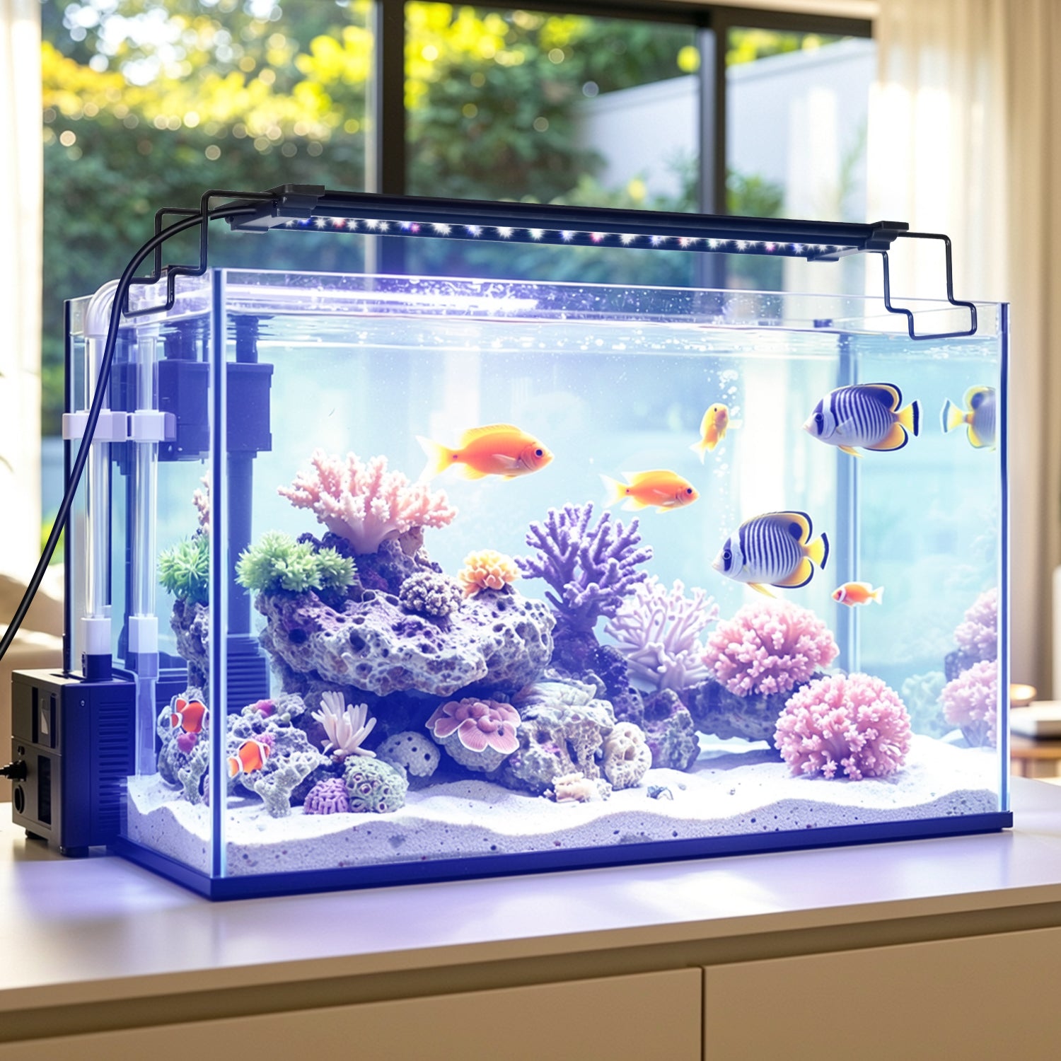 Lospitch LED Aquarienbeleuchtung 12–36W mit 4/8/12H Timer IP66 für 30–120 cm Becken