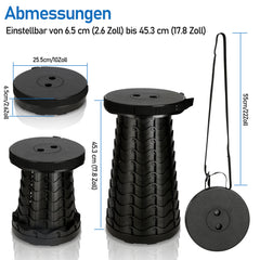 Lospitch Teleskophocker Campinghocker höhenverstellbar tragbar