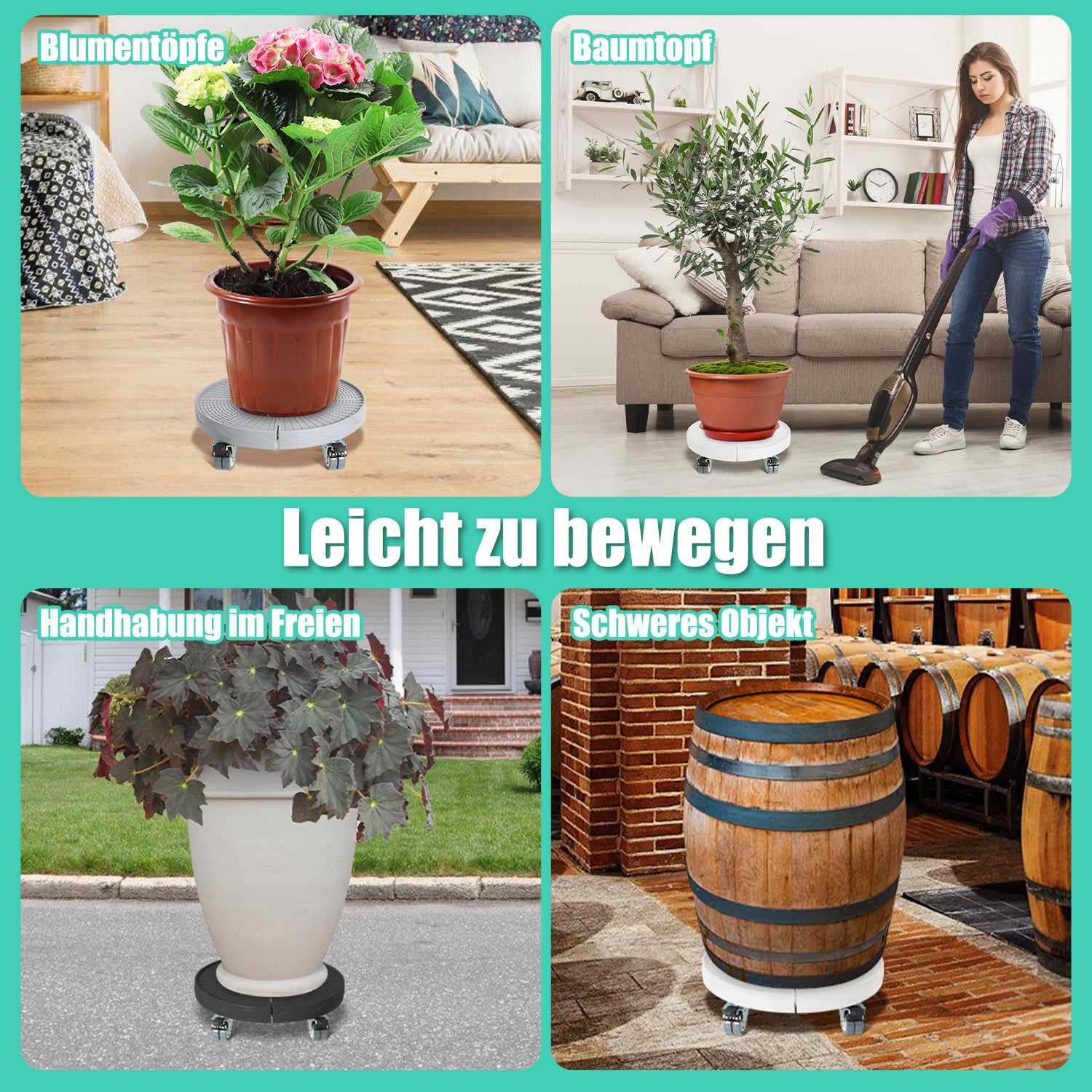 Lospitch Pflanzenroller rund verstellbar 38 bis 54 cm 200 kg