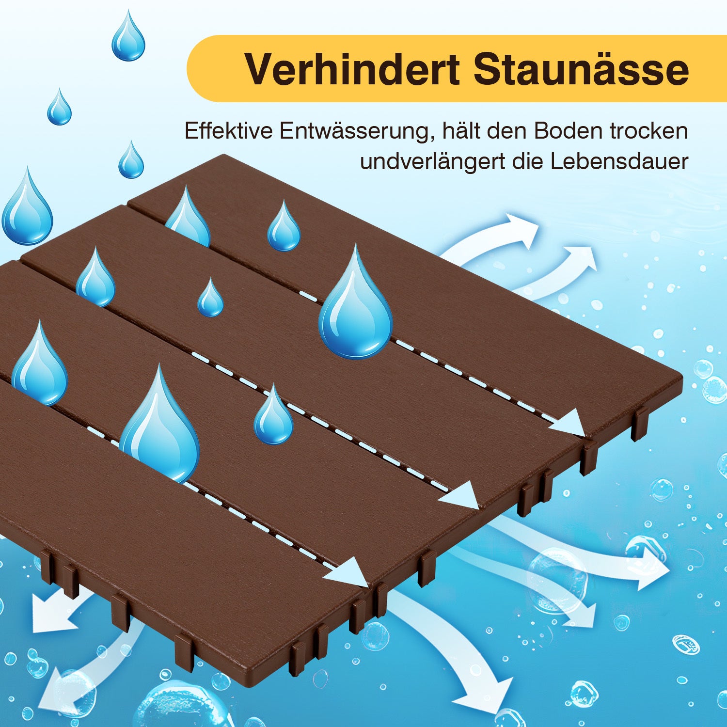 Lospitch Terrassenfliesen Kunststoff 30×30 cm mit Klicksystem