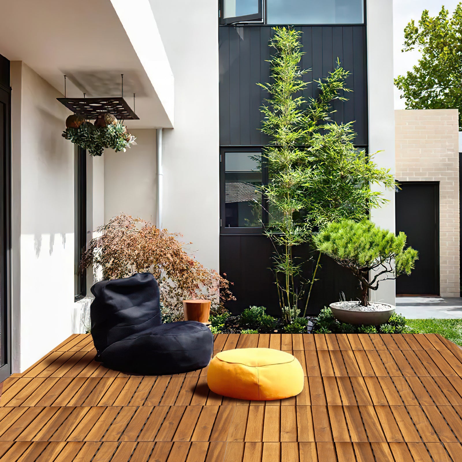 Lospitch Akazien Holzfliesen 11er Set für 1 m² Balkon Terrasse