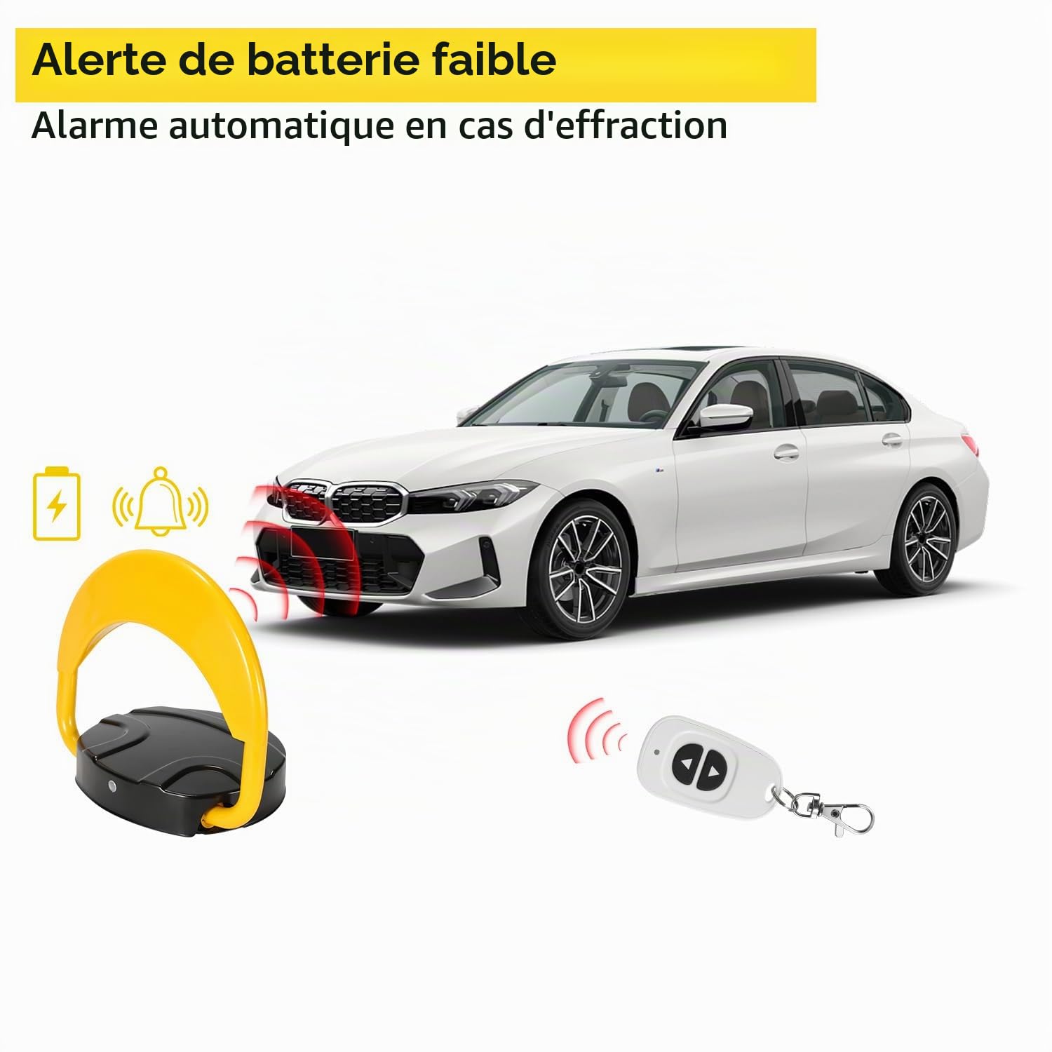 Lospitch Elektronische Parkplatzsperre mit Fernbedienung und Schlüssel 180° Kollisionsschutz