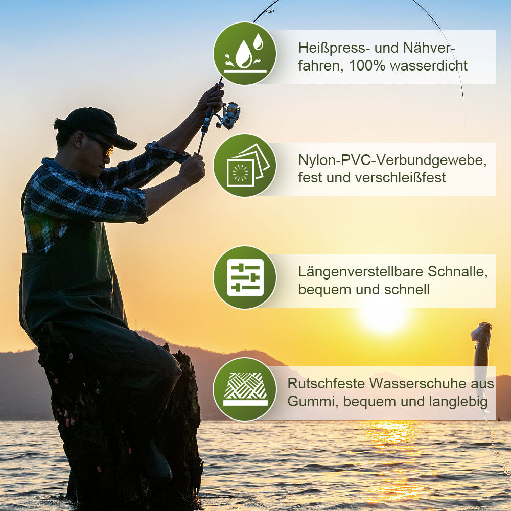 Lospitch Wathose mit Gummistiefeln für Angeln und Outdoor