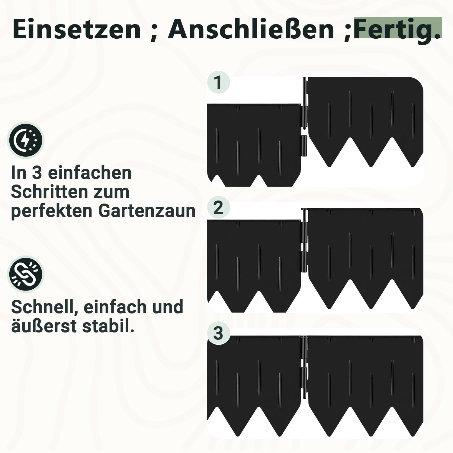 Lospitch Rasenkante Kunststoff PP Beeteinfassung zum Einschlagen