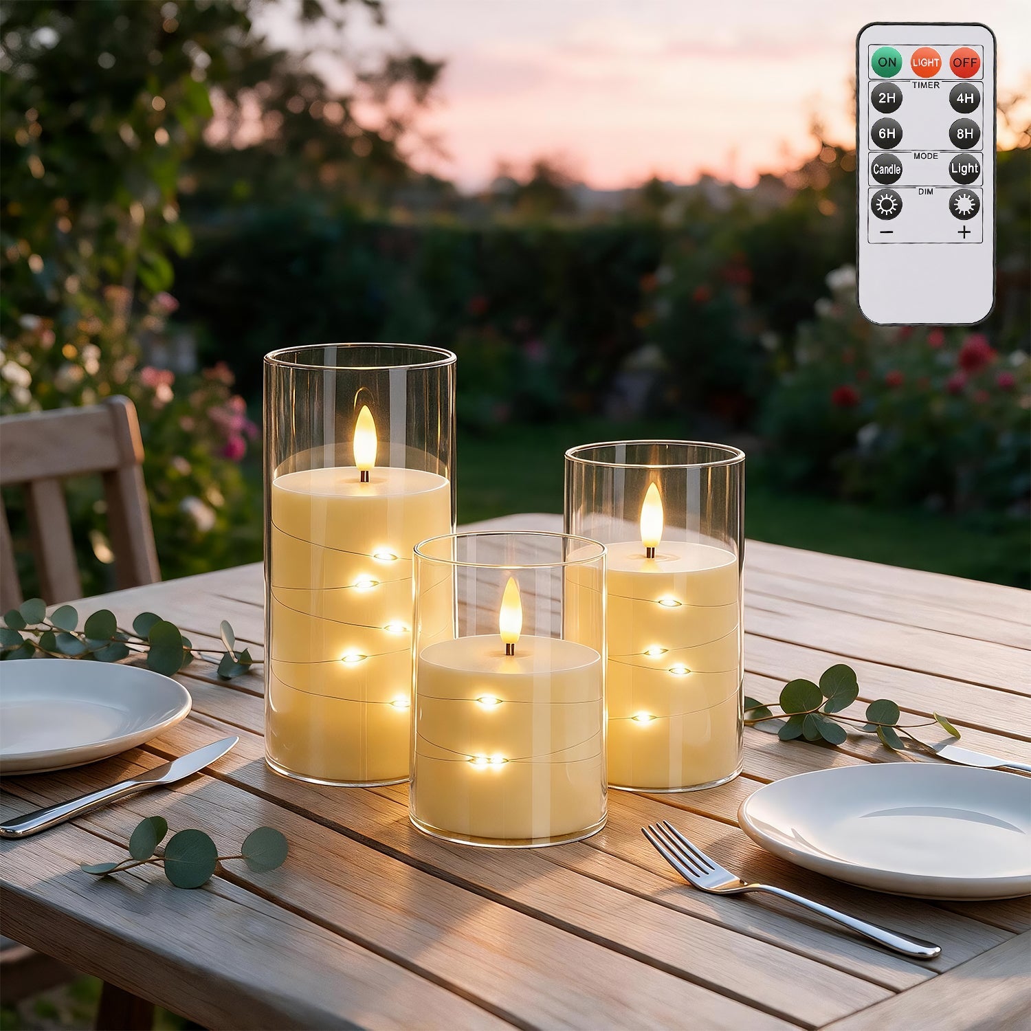 Lospitch LED Kerzen 3er/5er Set mit Fernbedienung Timer und Lichterkette