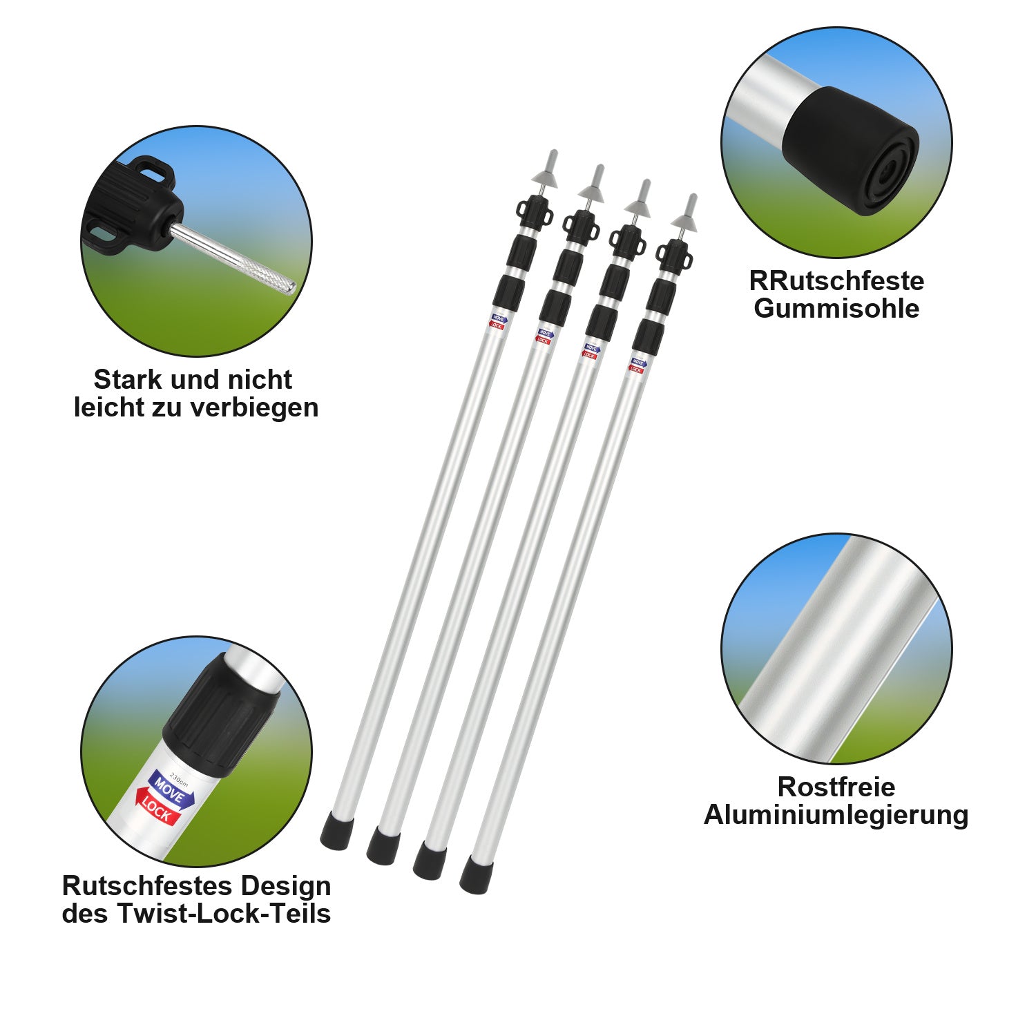 Lospitch Aluminium Zeltstangen verstellbar für Plane und Camping