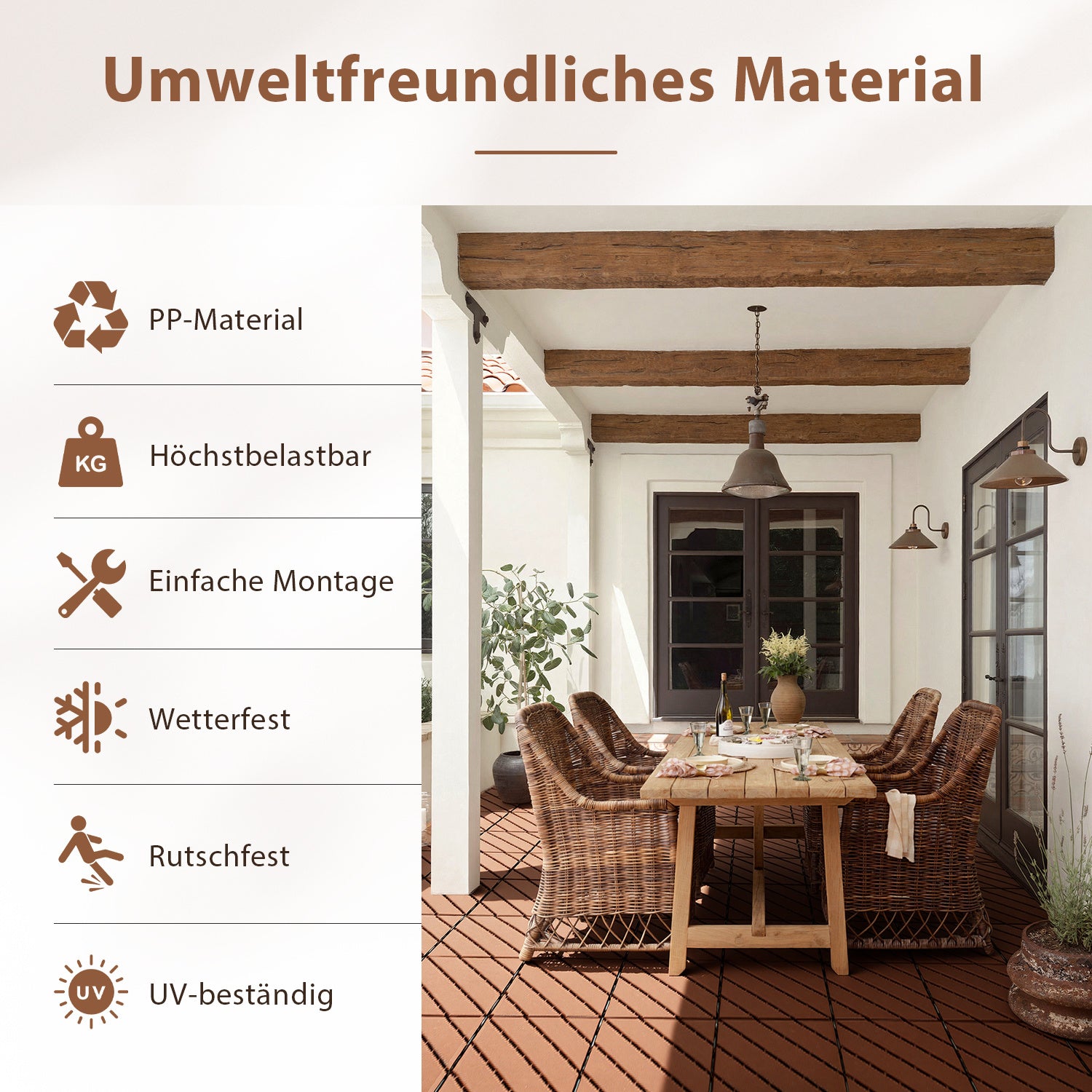 Lospitch PP Terrassenfliesen 30 x 30 cm