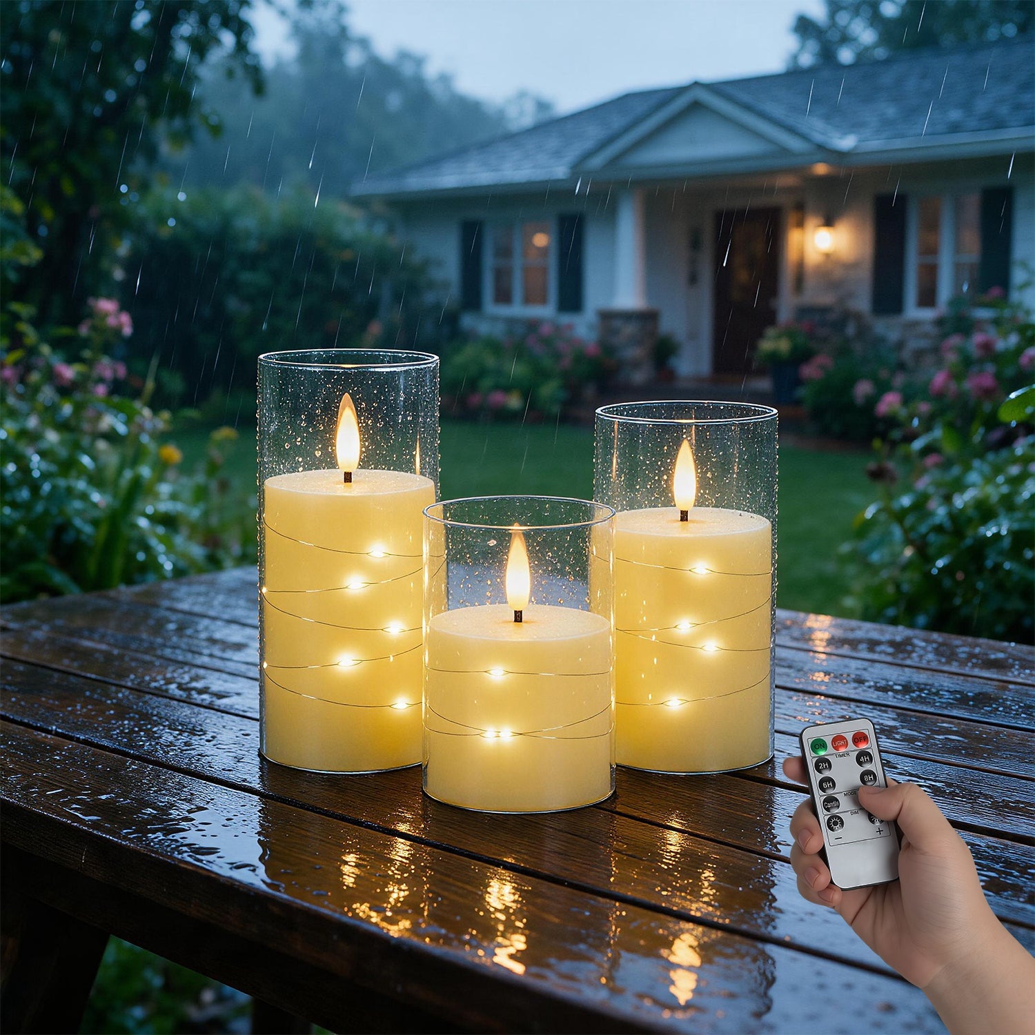 Lospitch LED Kerzen 3er/5er Set mit Fernbedienung Timer und Lichterkette