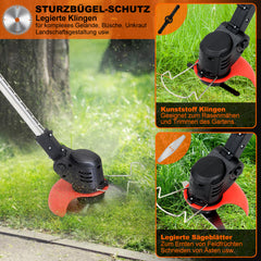 Lospitch Akku Rasentrimmer 21V 2 in 1 mit 2 Akkus für Rasenkanten