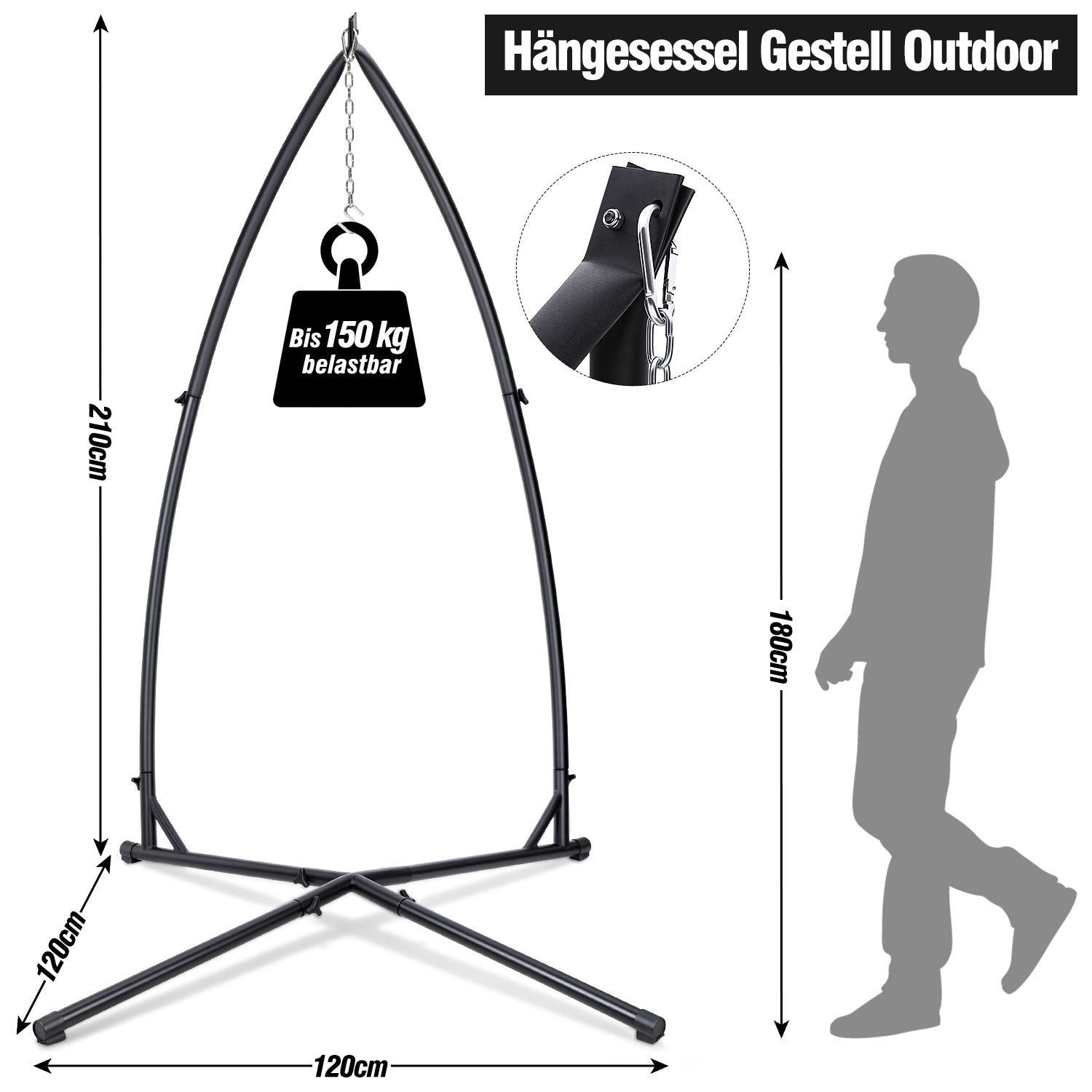 Lospitch Metall Hängesessel Gestell für Garten Terrasse