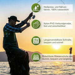 Lospitch Wathose mit Gummistiefeln für Angeln und Outdoor