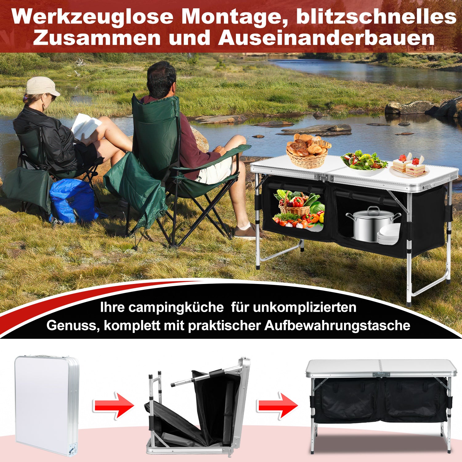 Lospitch Klappbare Campingküche für Outdoor und Picknick