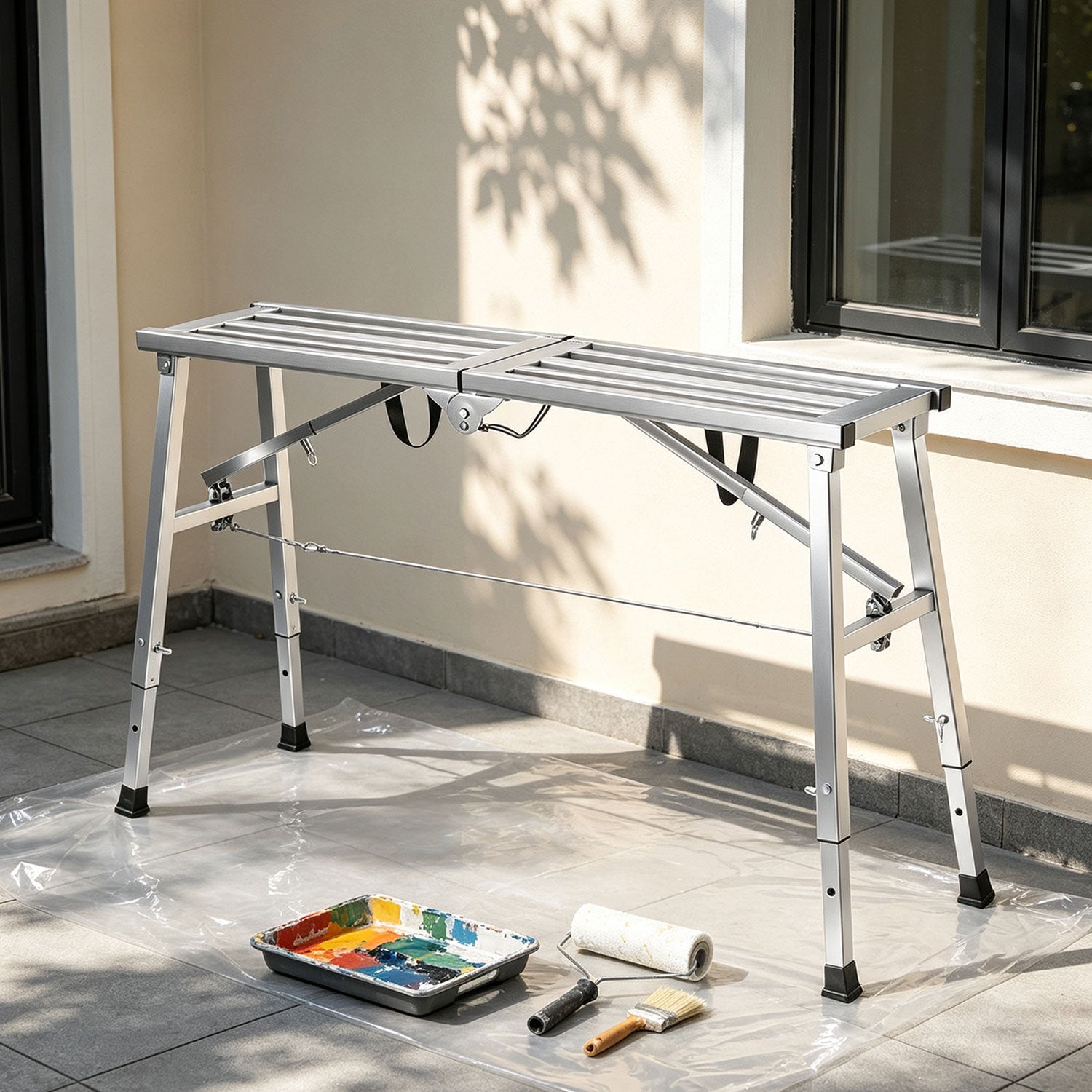 Lospitch Arbeitsplattform aus verzinktem Stahl Höhenverstellbar 56–80 cm bis 150 kg