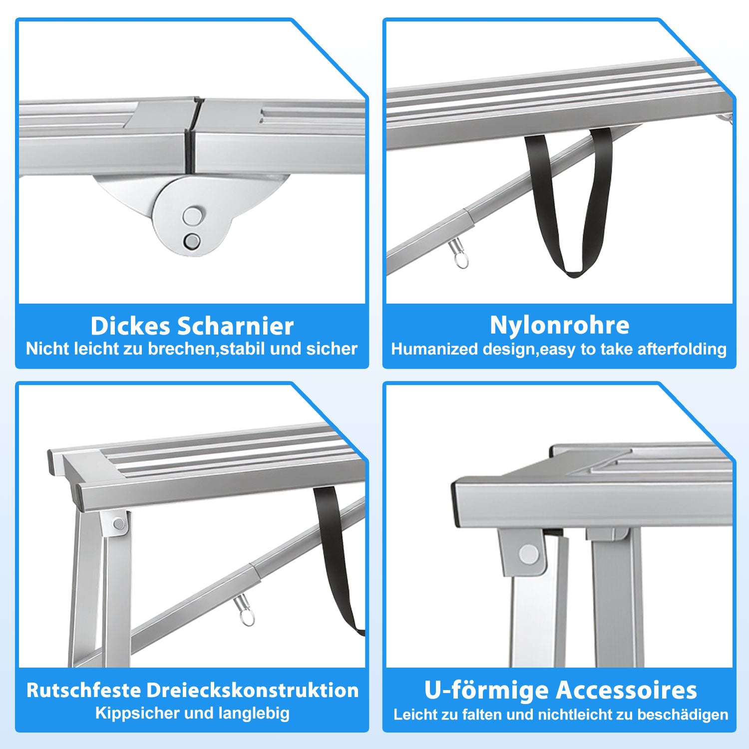 Lospitch Arbeitsplattform aus verzinktem Stahl Höhenverstellbar 56–80 cm bis 150 kg