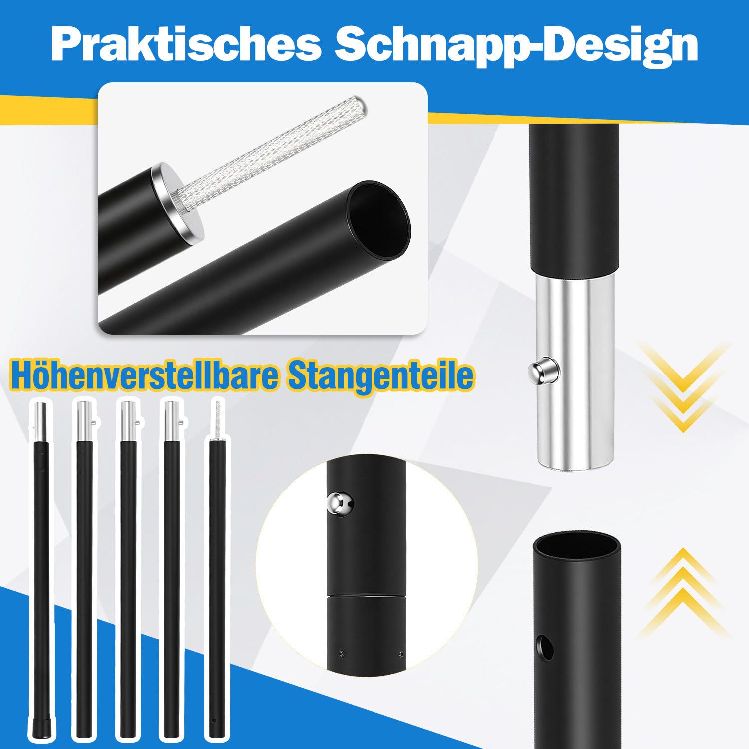 Lospitch Teleskop Zeltstangen 85 bis 205 cm für Tarp Sonnensegel und Camping