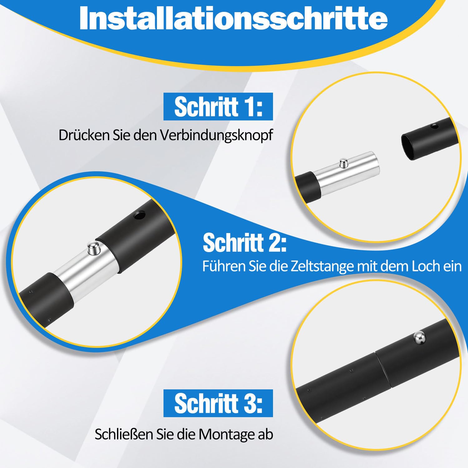 Lospitch Teleskop Zeltstangen 85 bis 205 cm für Tarp Sonnensegel und Camping