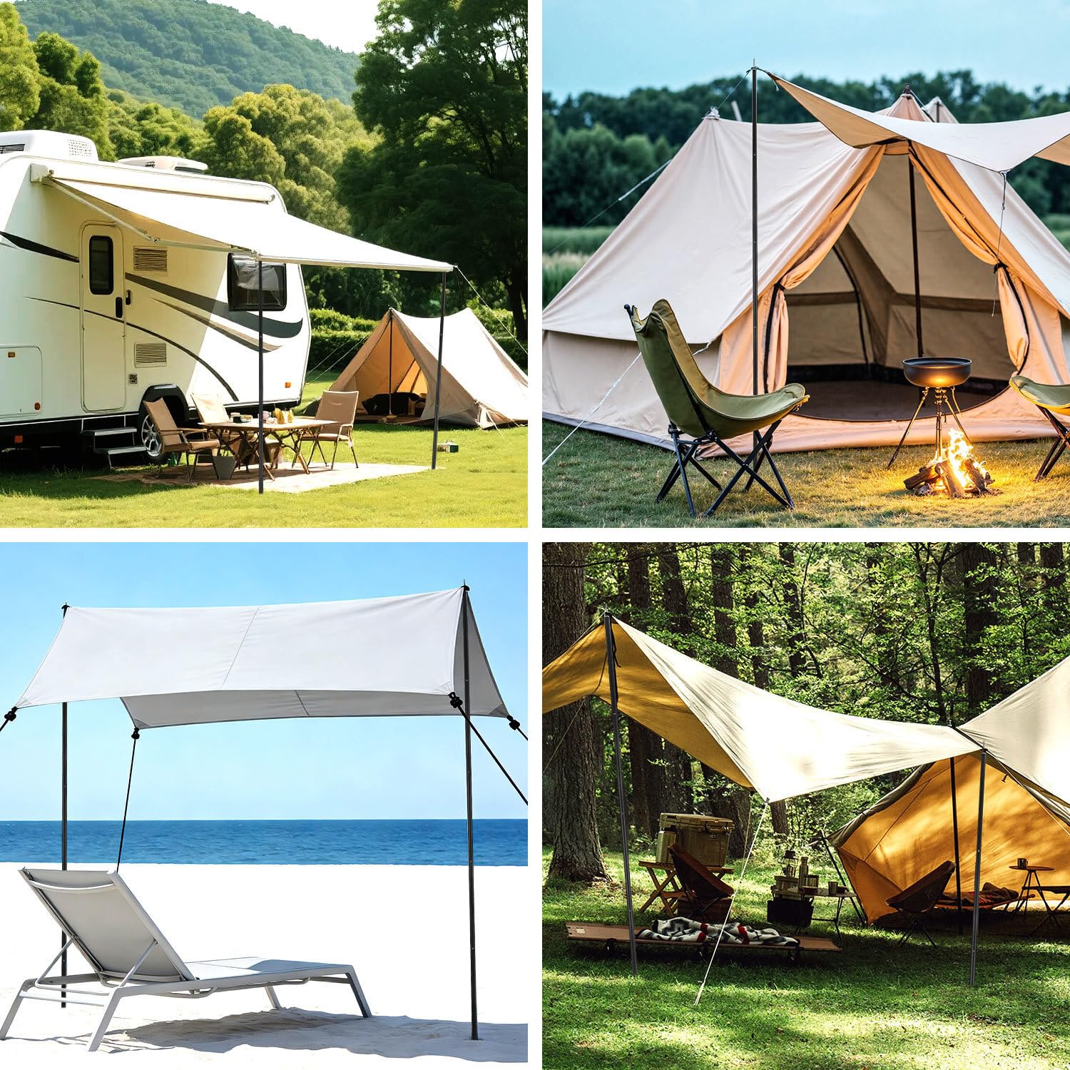 Lospitch Teleskop Zeltstangen 85 bis 205 cm für Tarp Sonnensegel und Camping