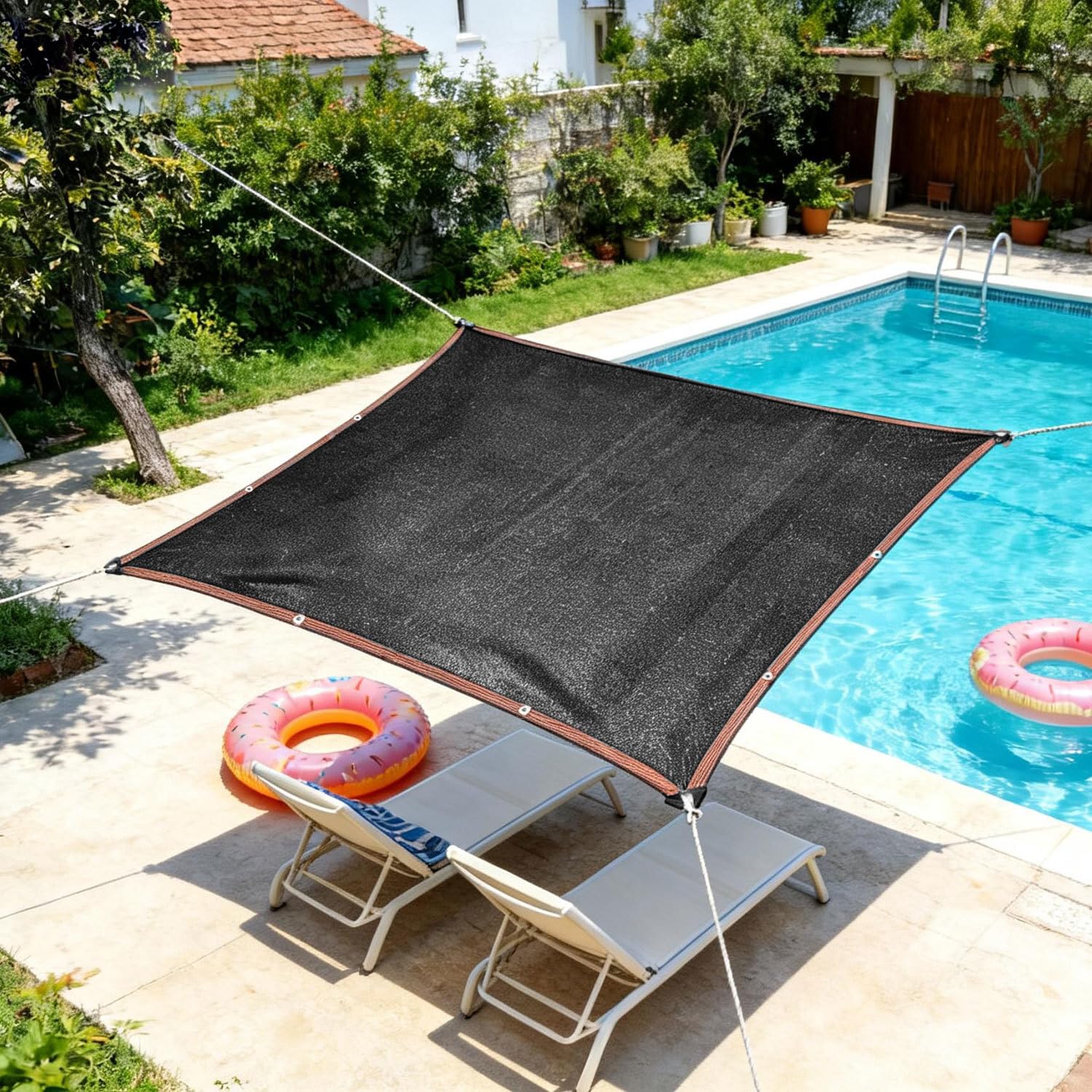 Lospitch Sonnensegel Schattennetz mit Ösen für Garten und Terrasse