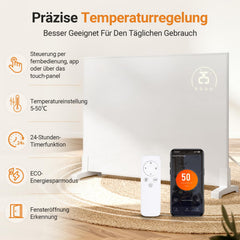 Lospitch Infrarotheizung 300/500/960W mit Tuya App Thermostat für Wand und Stand