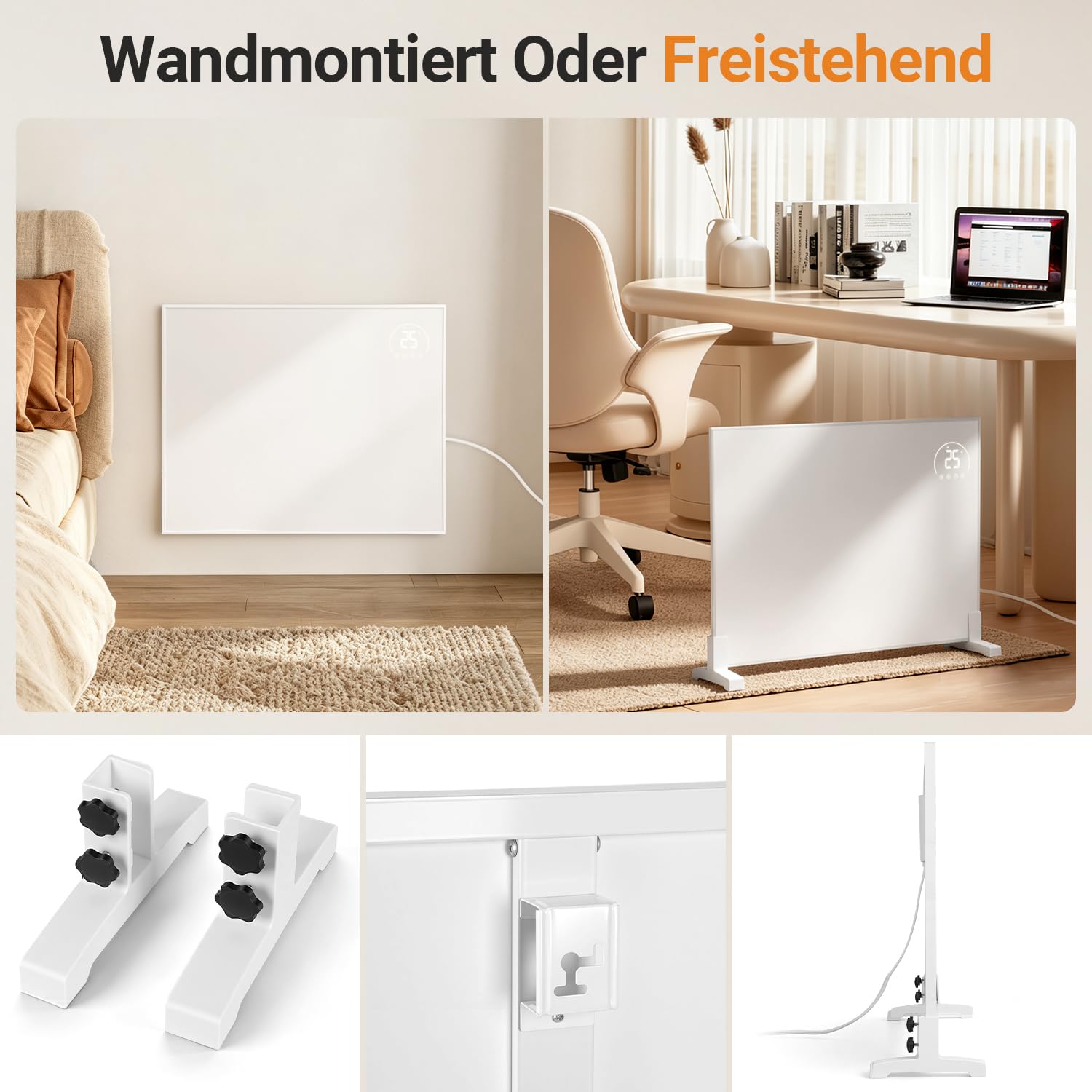 Lospitch Infrarotheizung 300/500/960W mit Tuya App Thermostat für Wand und Stand