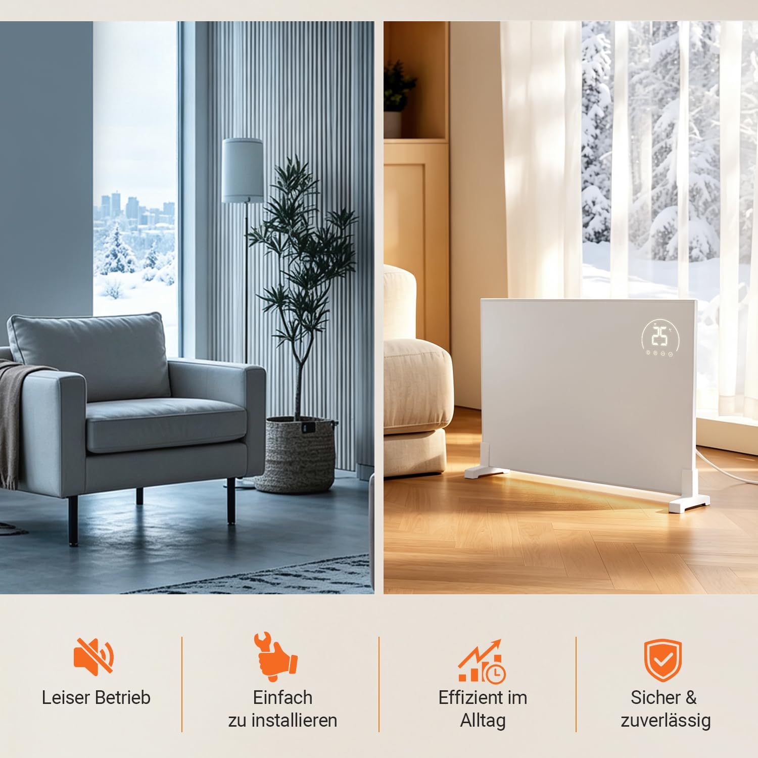 Lospitch Infrarotheizung 300/500/960W mit Tuya App Thermostat für Wand und Stand