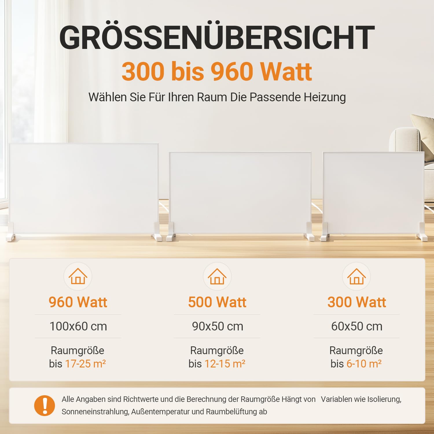 Lospitch Infrarotheizung 300/500/960W mit Tuya App Thermostat für Wand und Stand