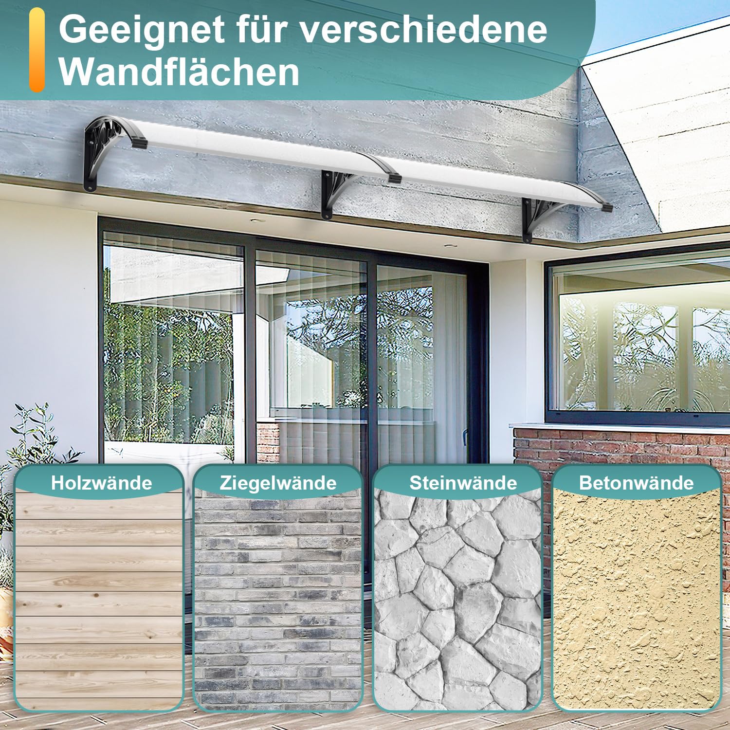 Lospitch Haustürvordach Polycarbonat Türvordach transparent