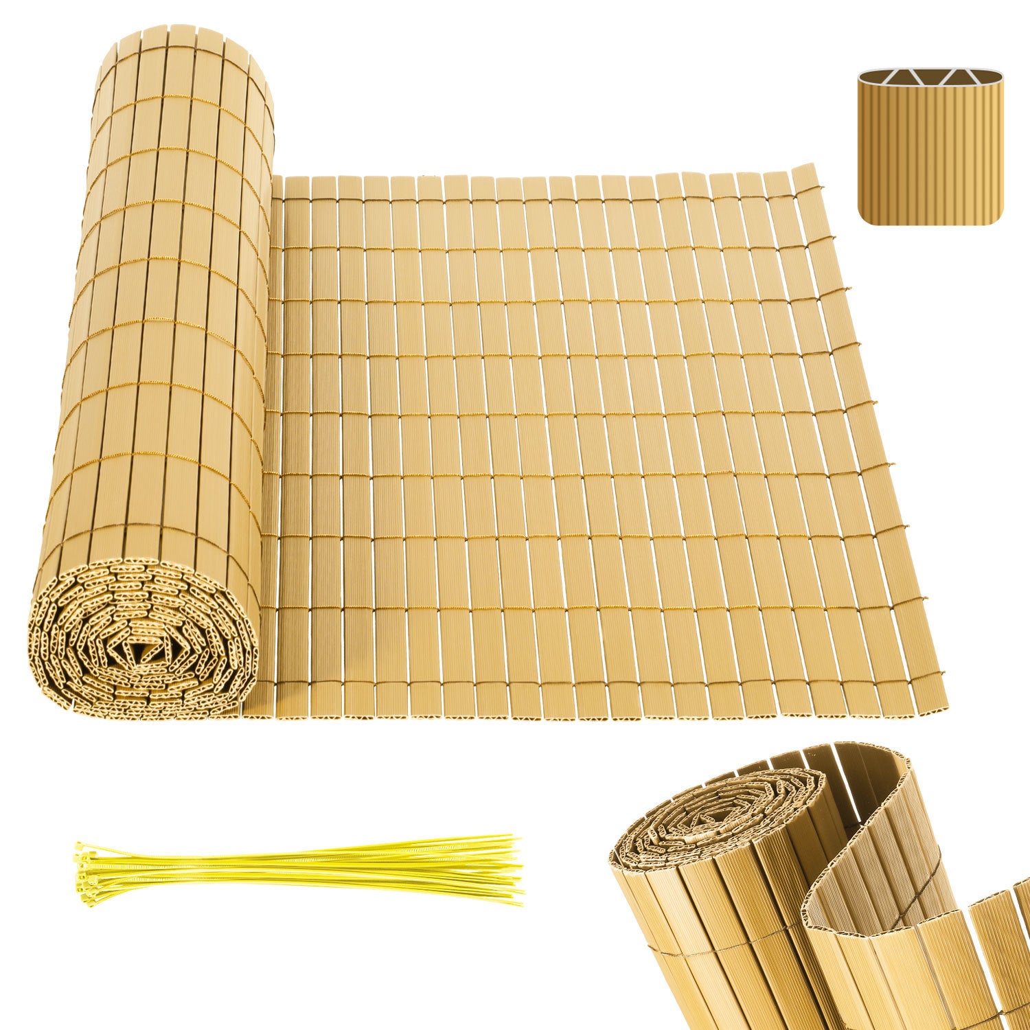 Lospitch PVC Sichtschutzmatte für Gartenzaun mit Kabelbindern wetterfest