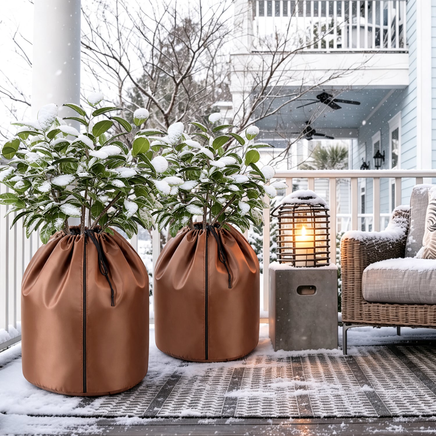 Lospitch Winterschutz für Pflanzkübel Ø45/65 cm 2er Set mit Reißverschluss