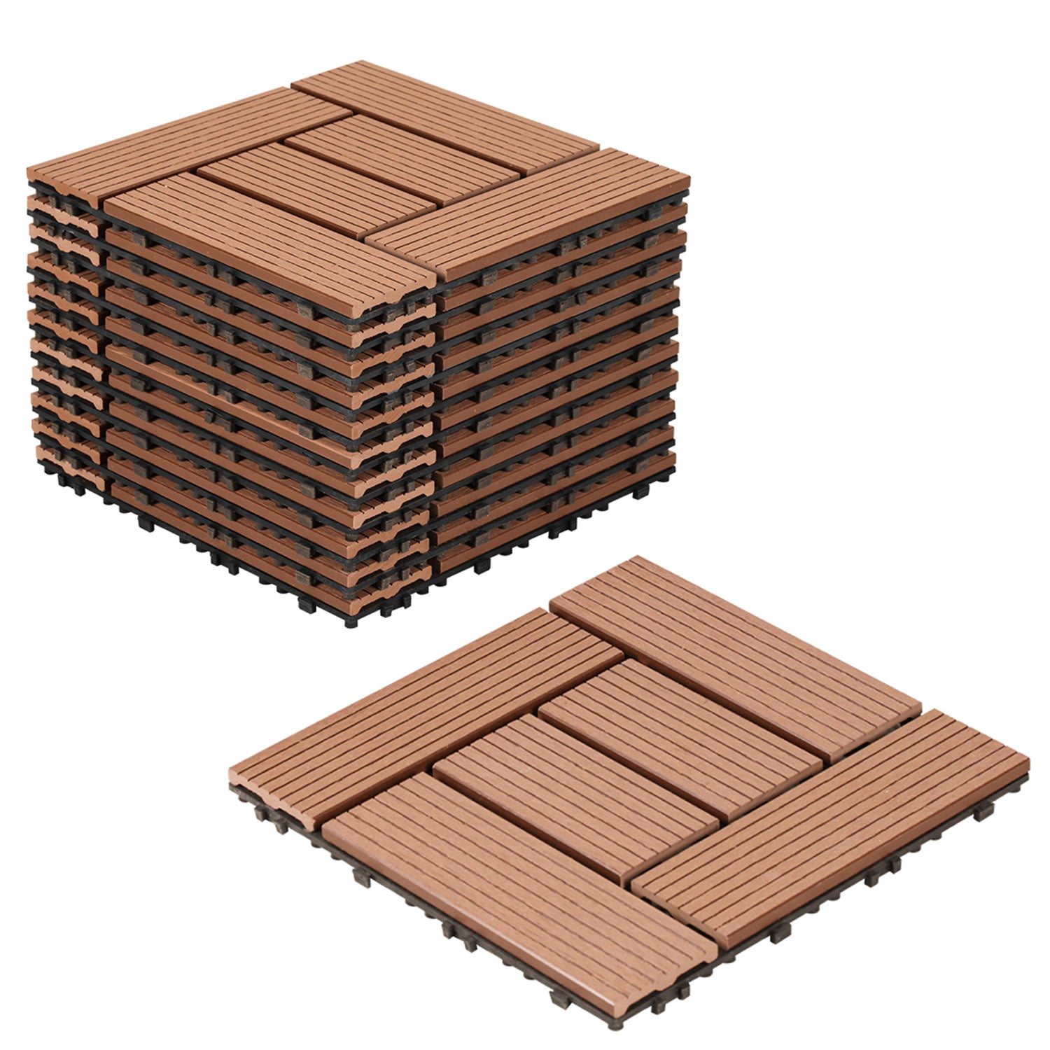 Lospitch WPC Terrassenfliesen 30 x 30 cm in Holzstruktur