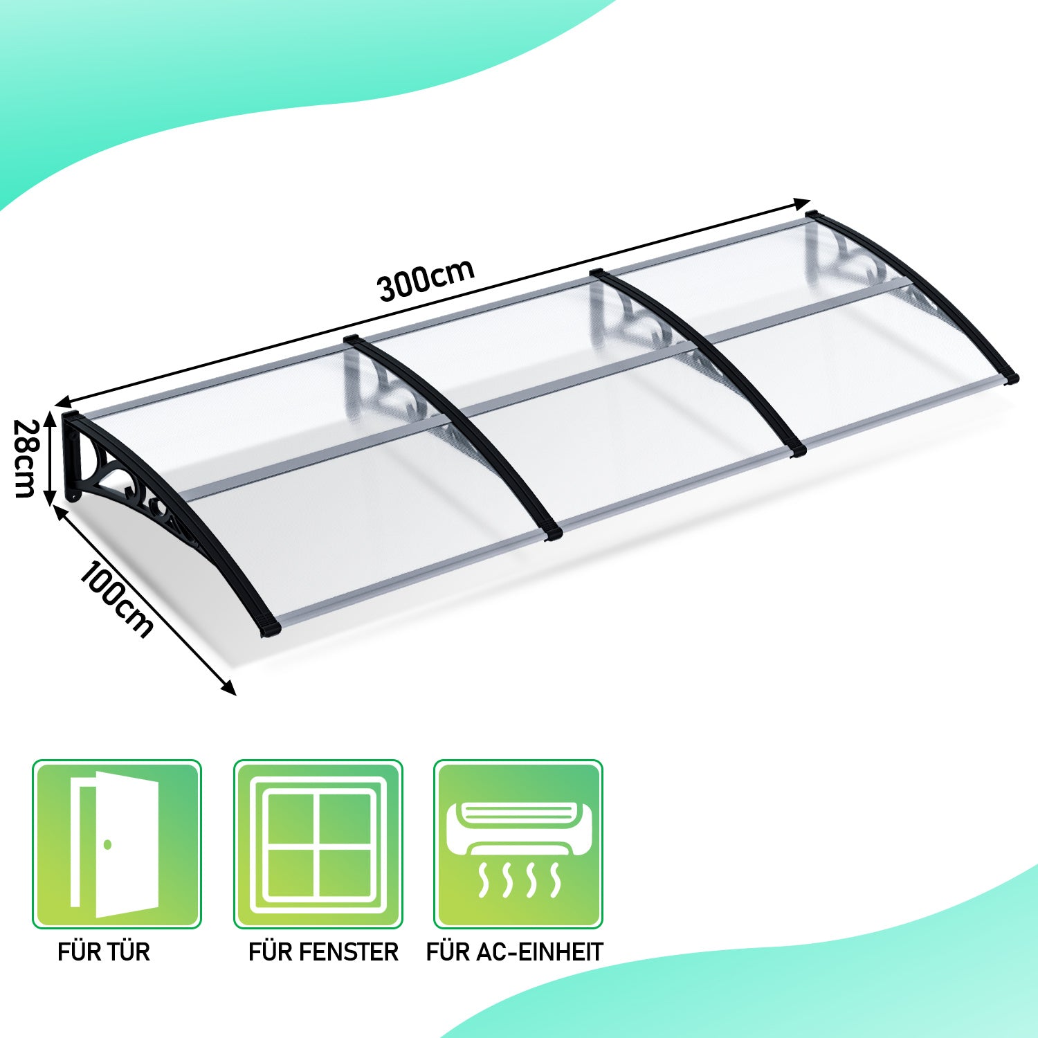 Lospitch Haustürvordach aus Polycarbonat für Außenbereich