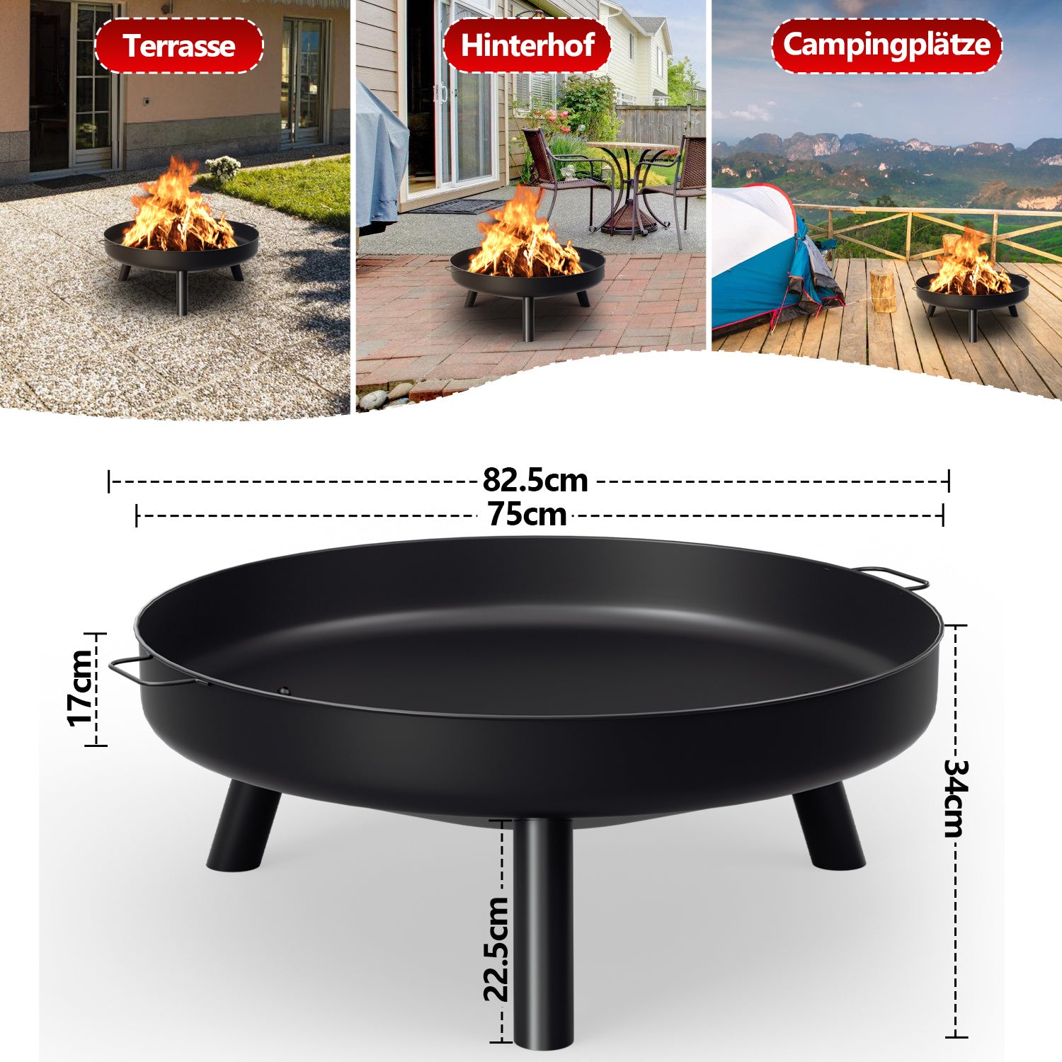 Lospitch Feuerschale 82 5 cm für Garten Terrasse