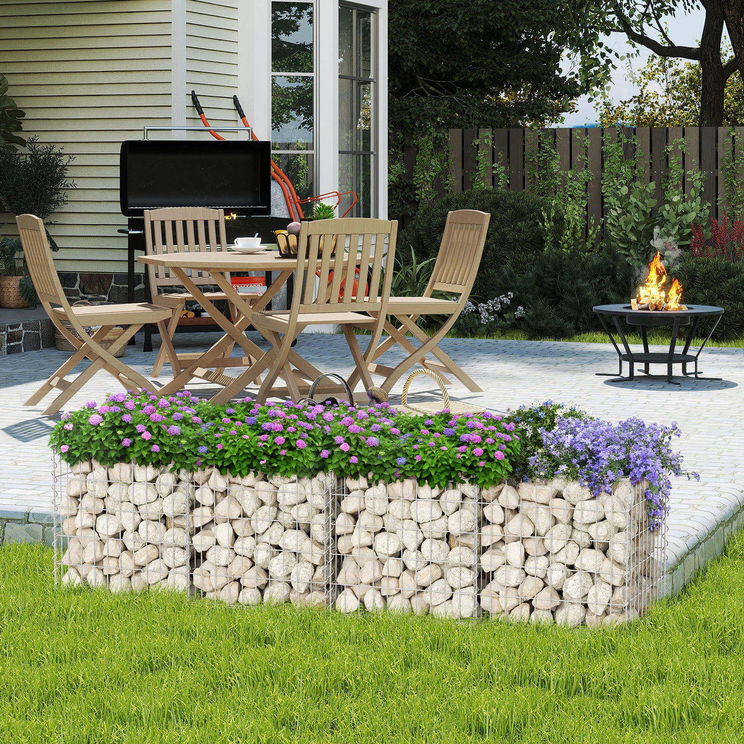 Lospitch Gabionen 100x30x30 cm verzinkt 2 Stück für Gartenmauer