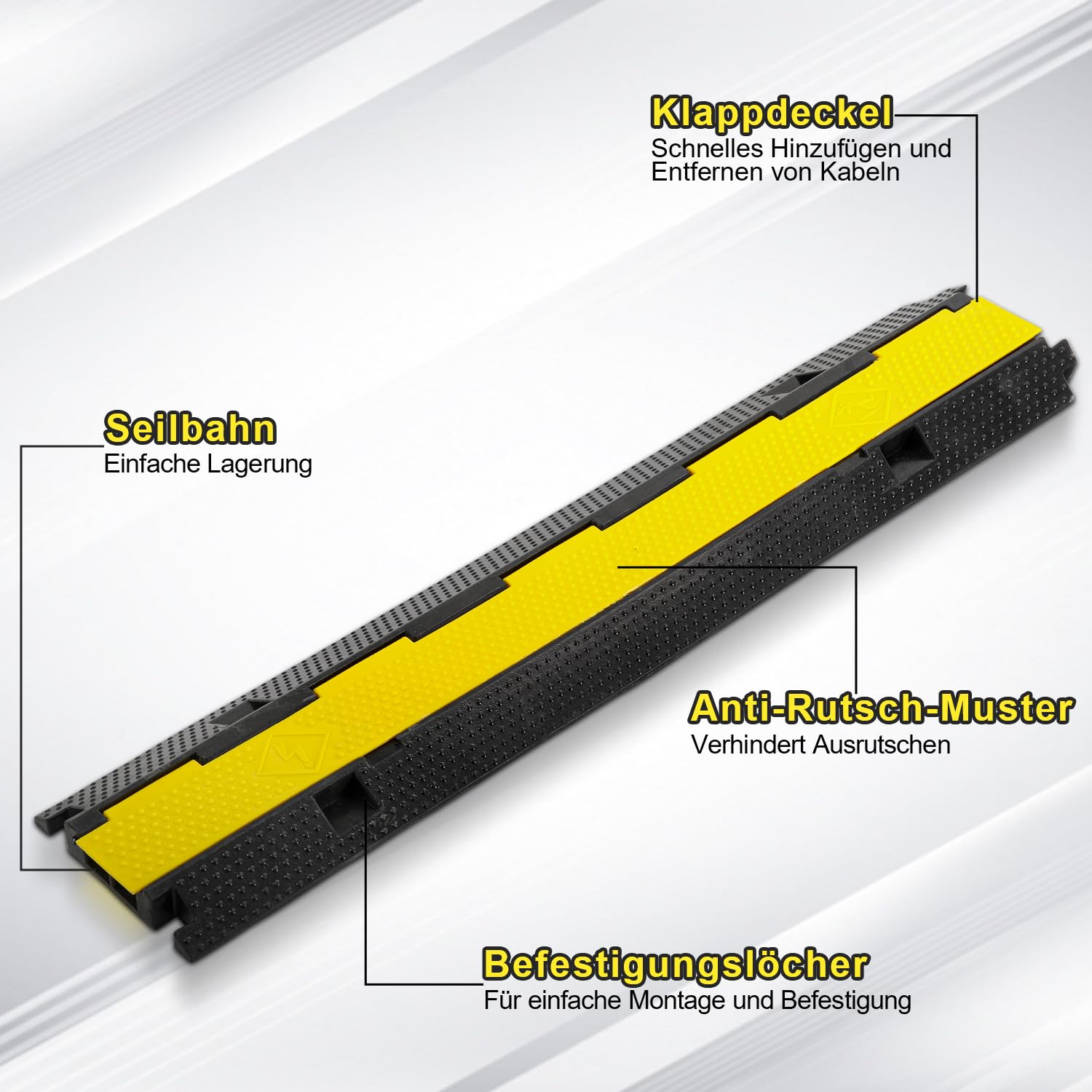 Lospitch Kabelrampe aus Gummi 101 x 25 x 5 cm Kabelschutz für Baustelle und Parkplatz