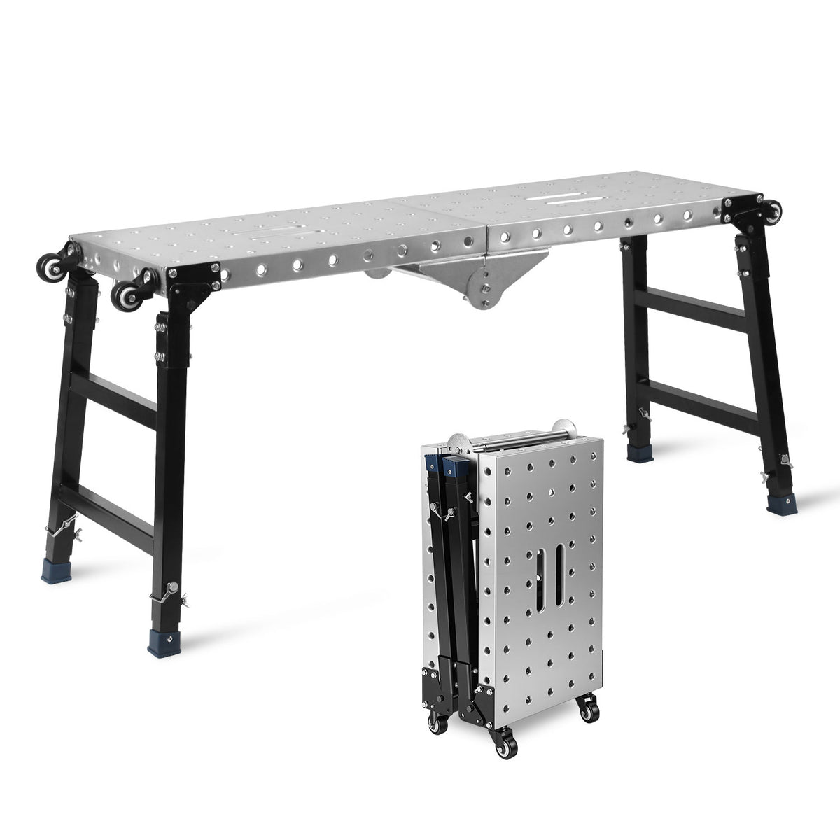 Lospitch Arbeitsplattform aus verzinktem Stahl 120 × 36 cm Höhenverstellbar 60–90 cm bis 500 kg