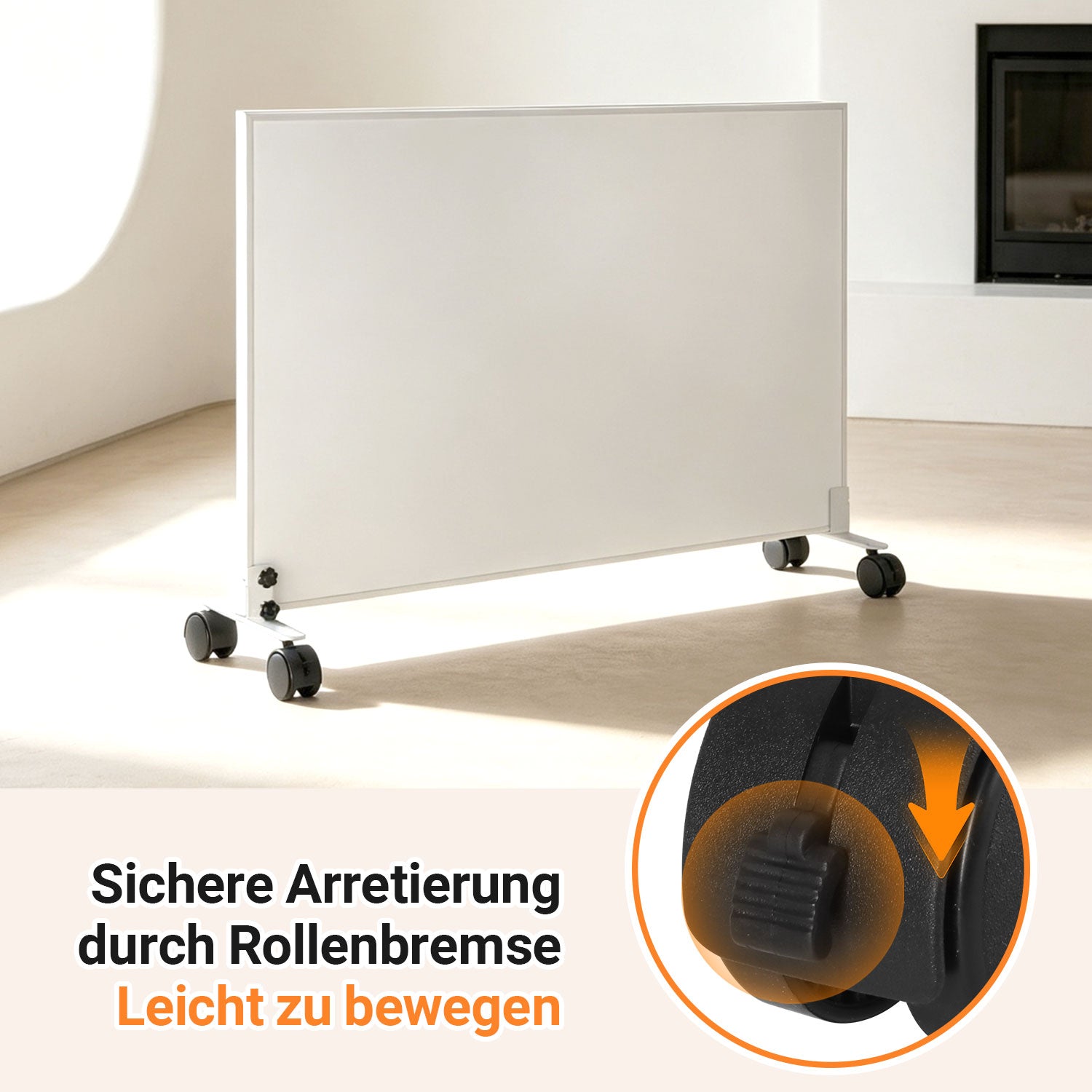 Lospitch Standfüße 2er Set für Infrarotheizung mit 360° Rollen und Feststellbremse