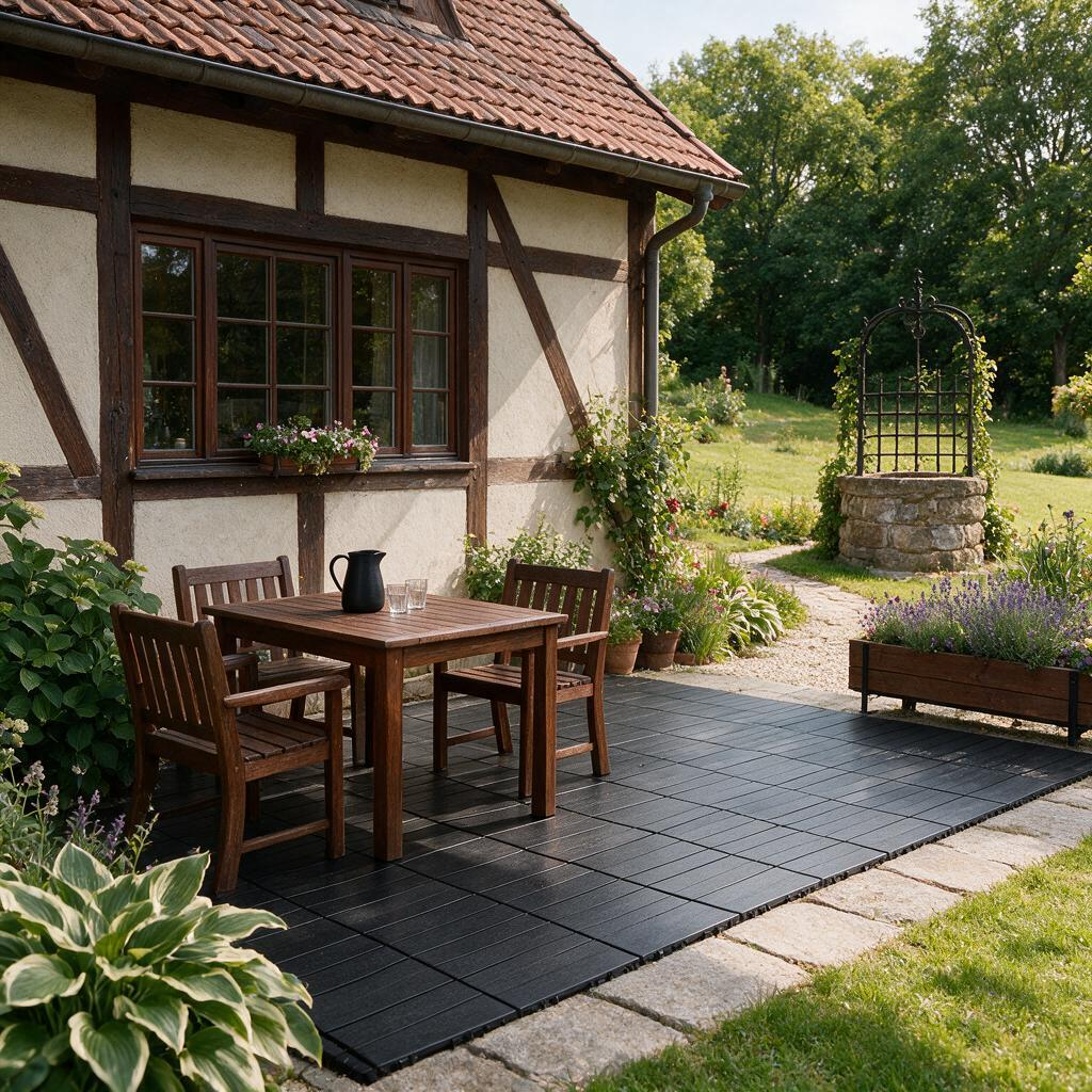 Lospitch Terrassenfliesen Kunststoff 30x30 cm Klickfliesen für Balkon und Terrasse