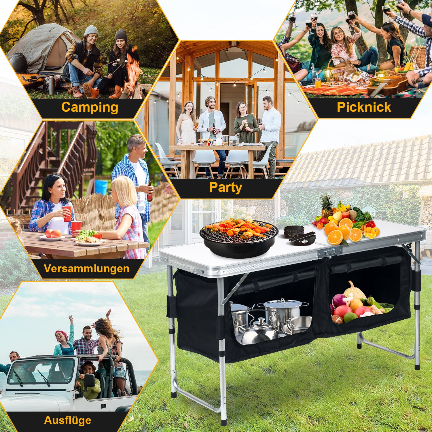 Lospitch Klappbare Campingküche für Outdoor und Picknick