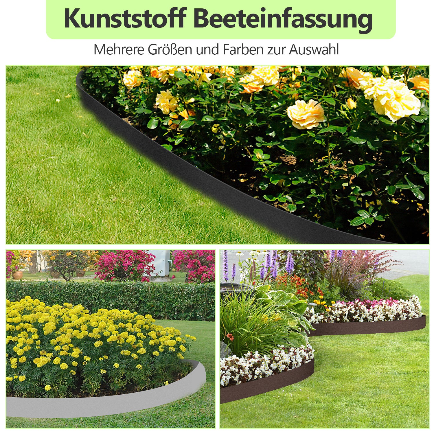Lospitch Kunststoff Rasenkante 10–50 m für Rasen und Beete