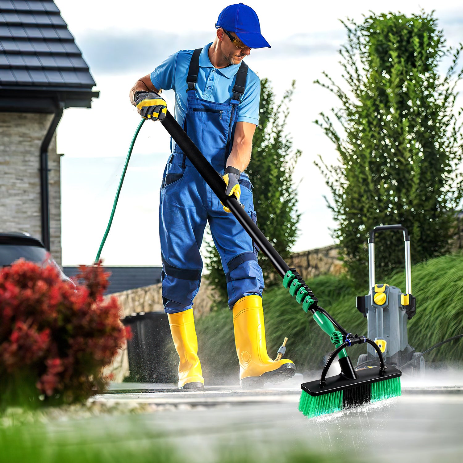 Lospitch Teleskop Waschbürste mit Wasseranschluss