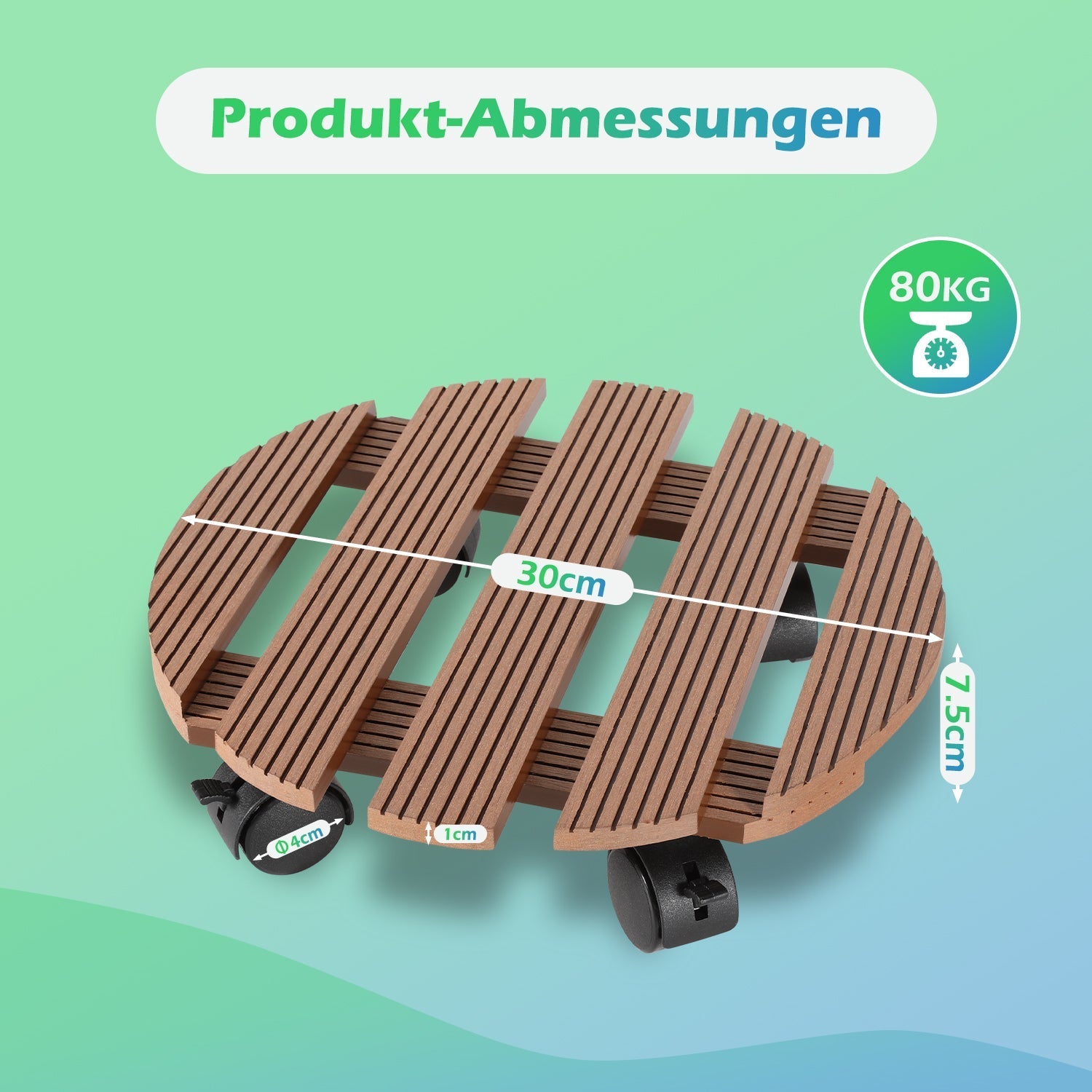 Lospitch WPC Pflanzenroller 30 x 30 cm für Blumentöpfe