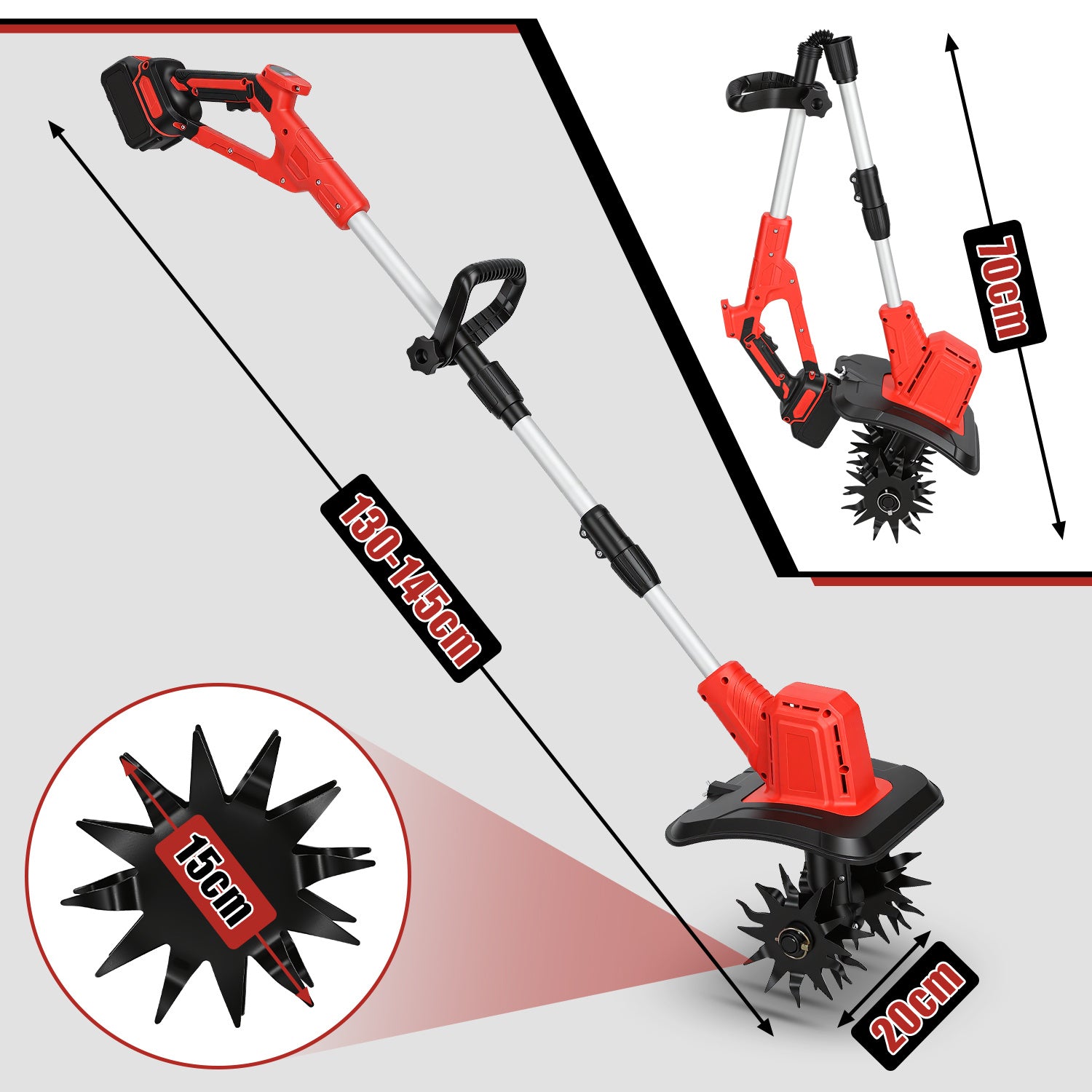 Lospitch Akku Gartenfräse 400 W für Gemüsebeete