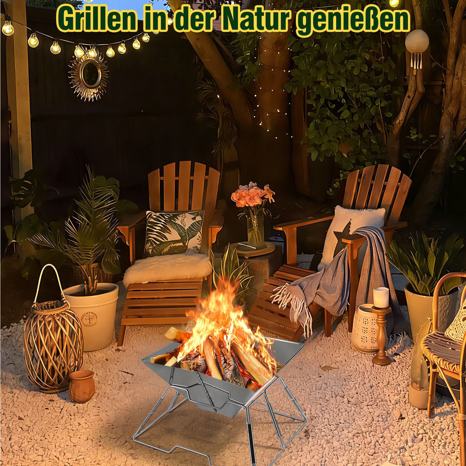 Lospitch Mini Campinggrill 31 x 31 cm klappbar