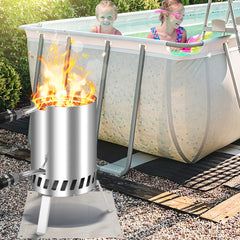 Lospitch Edelstahl Holz Poolheizung für Gartenpool