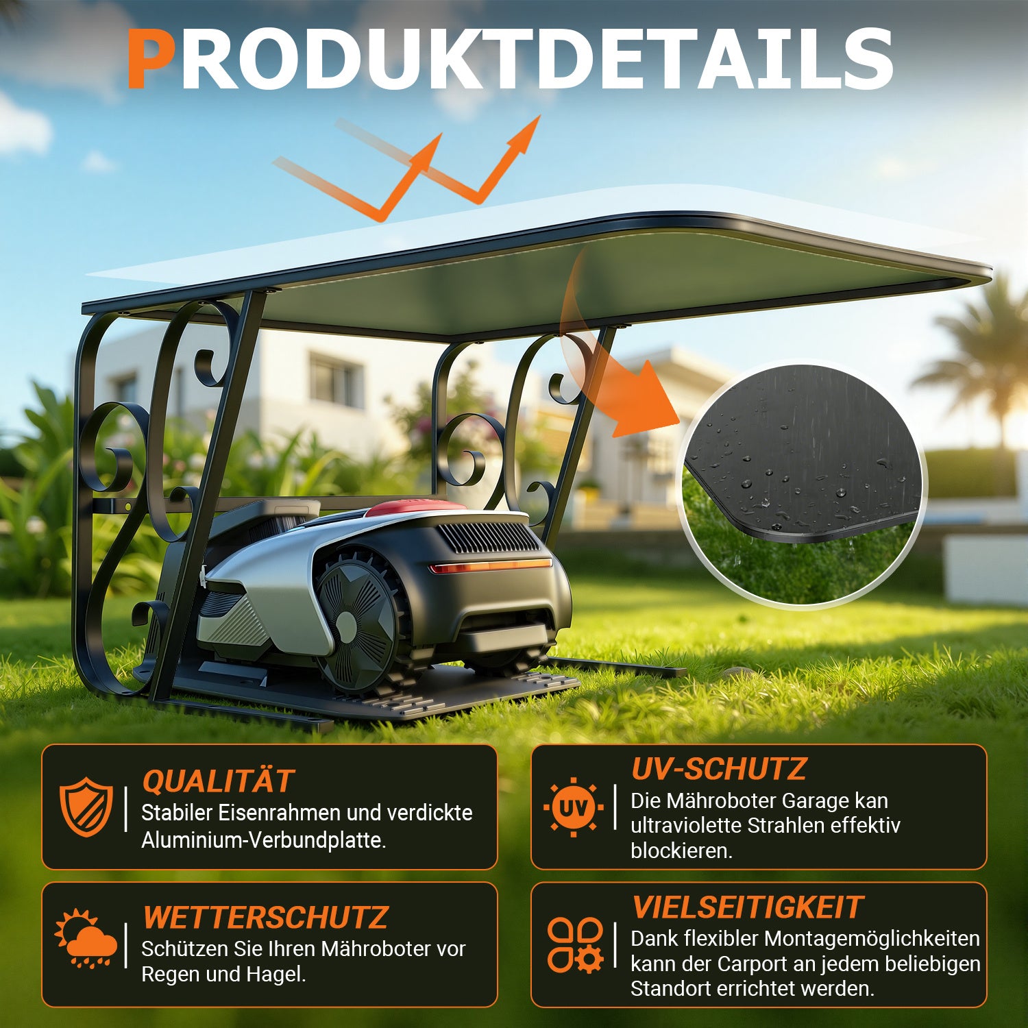 Lospitch Mähroboter Garage aus Aluminium Verbundplatte