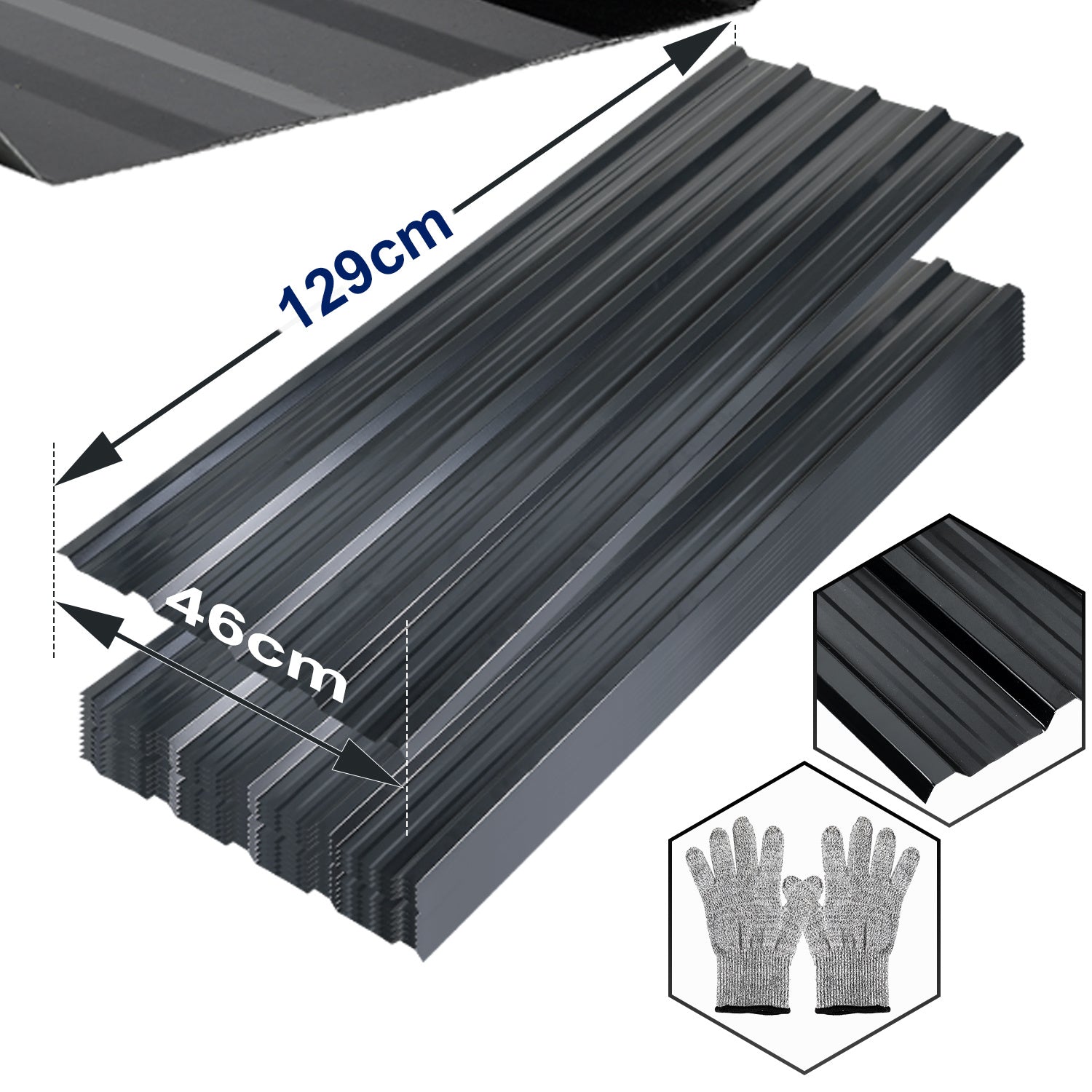 Lospitch Trapezblech Dachblech 129 x 46 cm für Gartenhaus