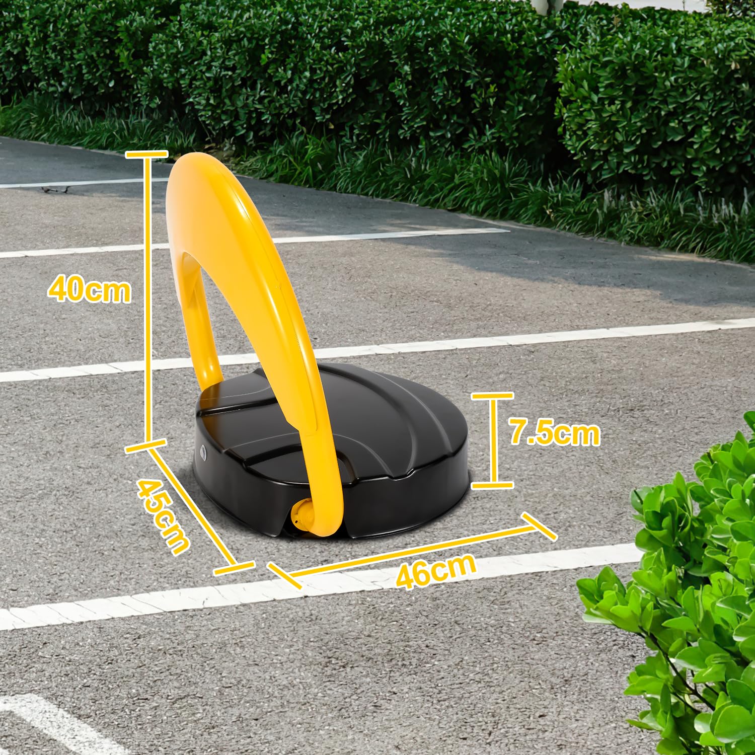 Lospitch Elektronische Parkplatzsperre mit Fernbedienung und Schlüssel 180° Kollisionsschutz