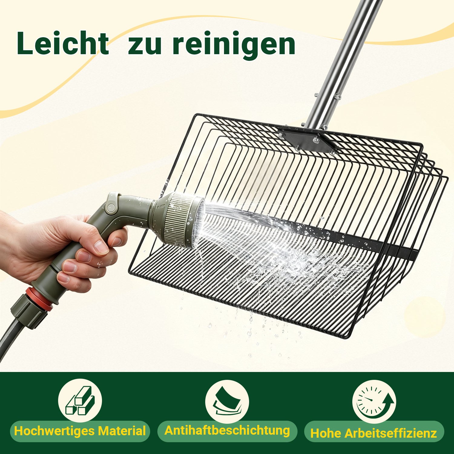 Lospitch Stallreinigung Schaufel Edelstahl 91-190 cm für Hühnerstall und Geflügel