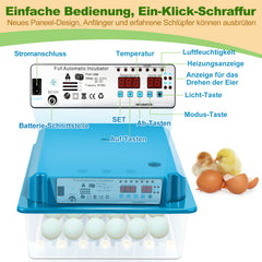 Lospitch Brutautomat 36 Eier vollautomatisch mit LED Eierbeleuchtung
