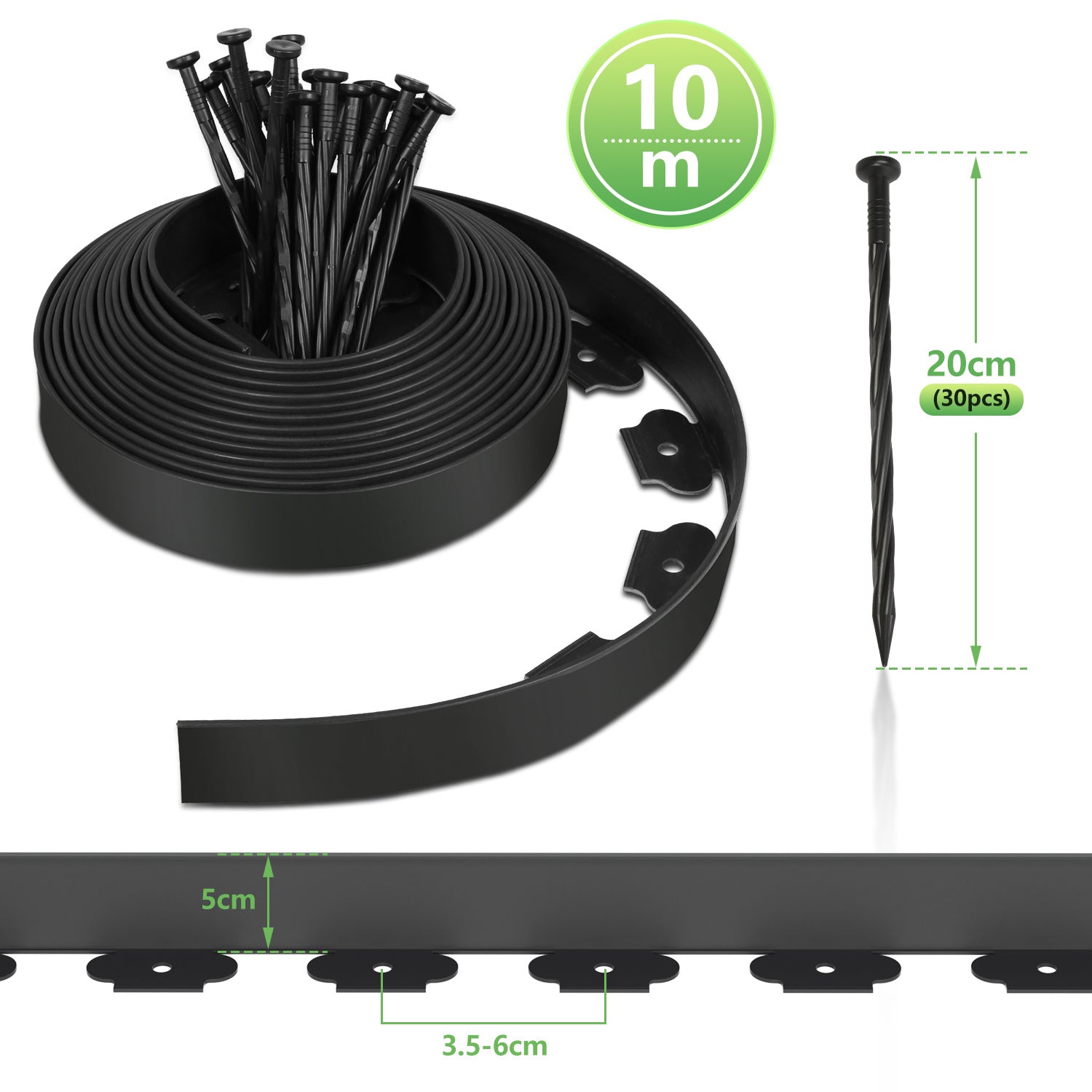 Lospitch Flexible PVC Rasenkante für Garten und Beet